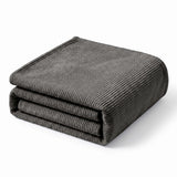 Kacey Ribbed Fluffy Fleece Blanket - Plush Striped Textured Throw