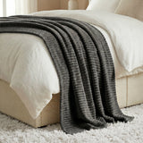 Kacey Ribbed Fluffy Fleece Blanket - Plush Striped Textured Throw
