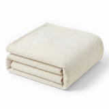 Kacey Ribbed Fluffy Fleece Blanket - Plush Striped Textured Throw