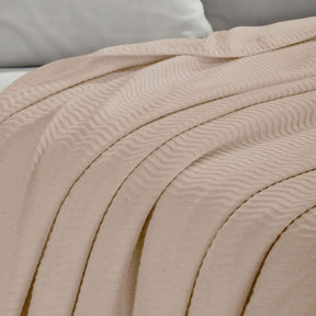 Jena Cotton Textured Chevron Lightweight Woven Blanket - Khaki