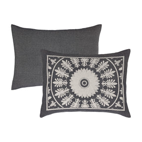 Superior Kymbal Cotton Blend Woven Traditional Medallion Lightweight Jacquard Bedspread and Sham Set - Charcoal