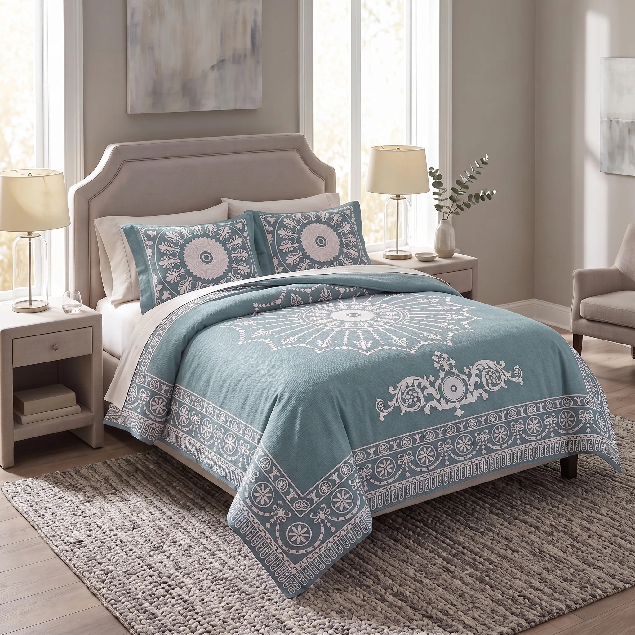 Superior Kymbal Cotton Blend Woven Medallion Jacquard Bedspread Set