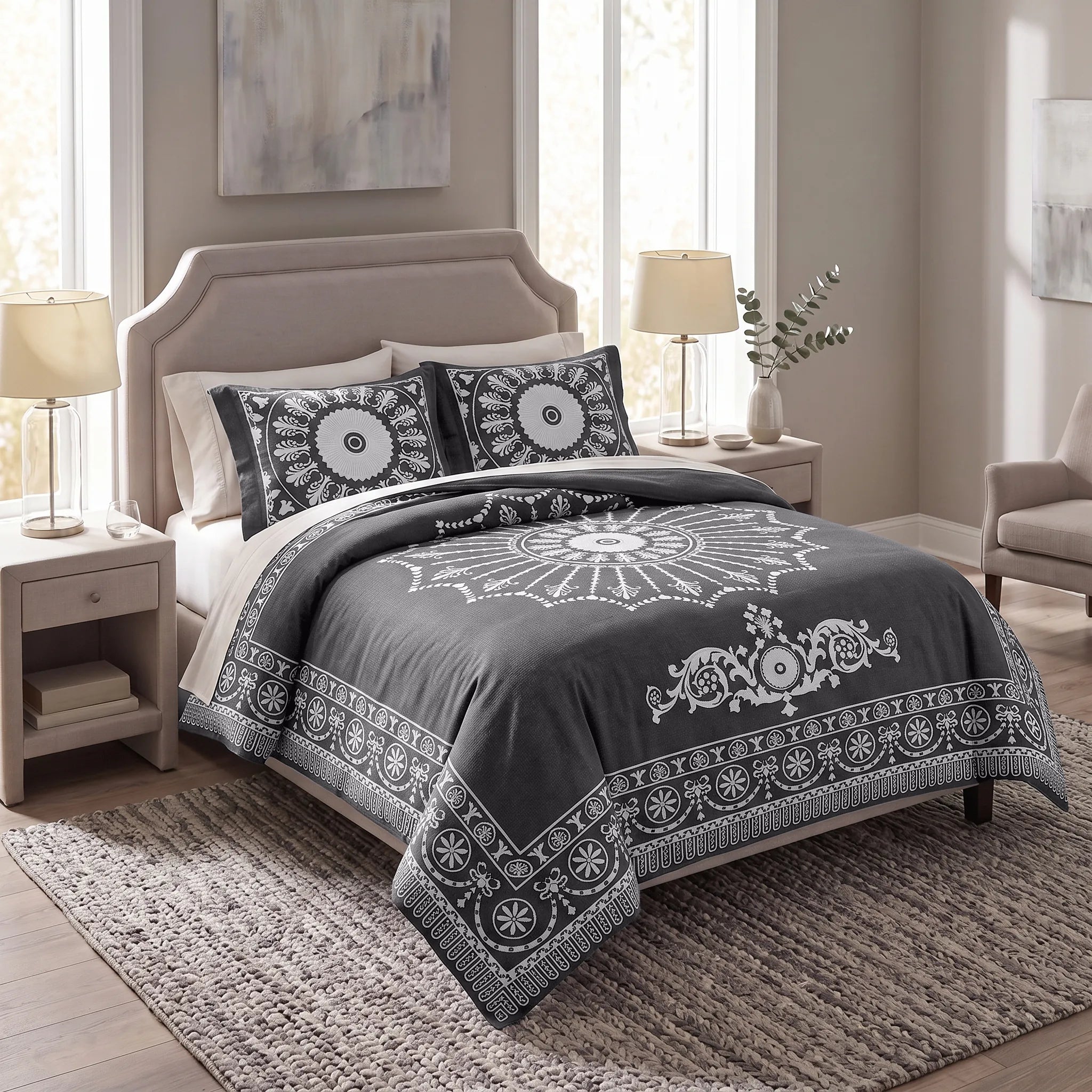 Superior Kymbal Cotton Blend Woven Medallion Jacquard Bedspread Set
