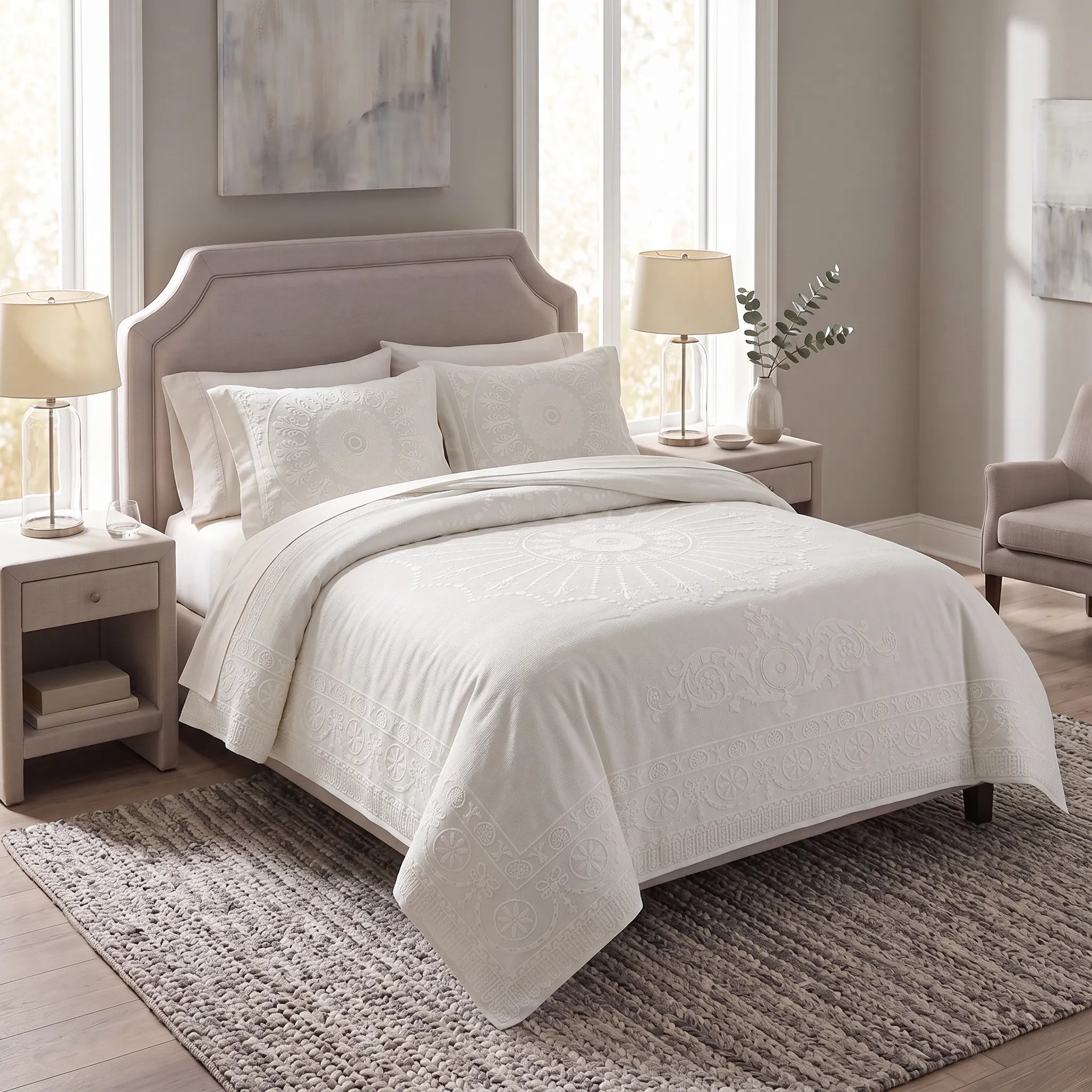 Superior Kymbal Cotton Blend Woven Medallion Jacquard Bedspread Set