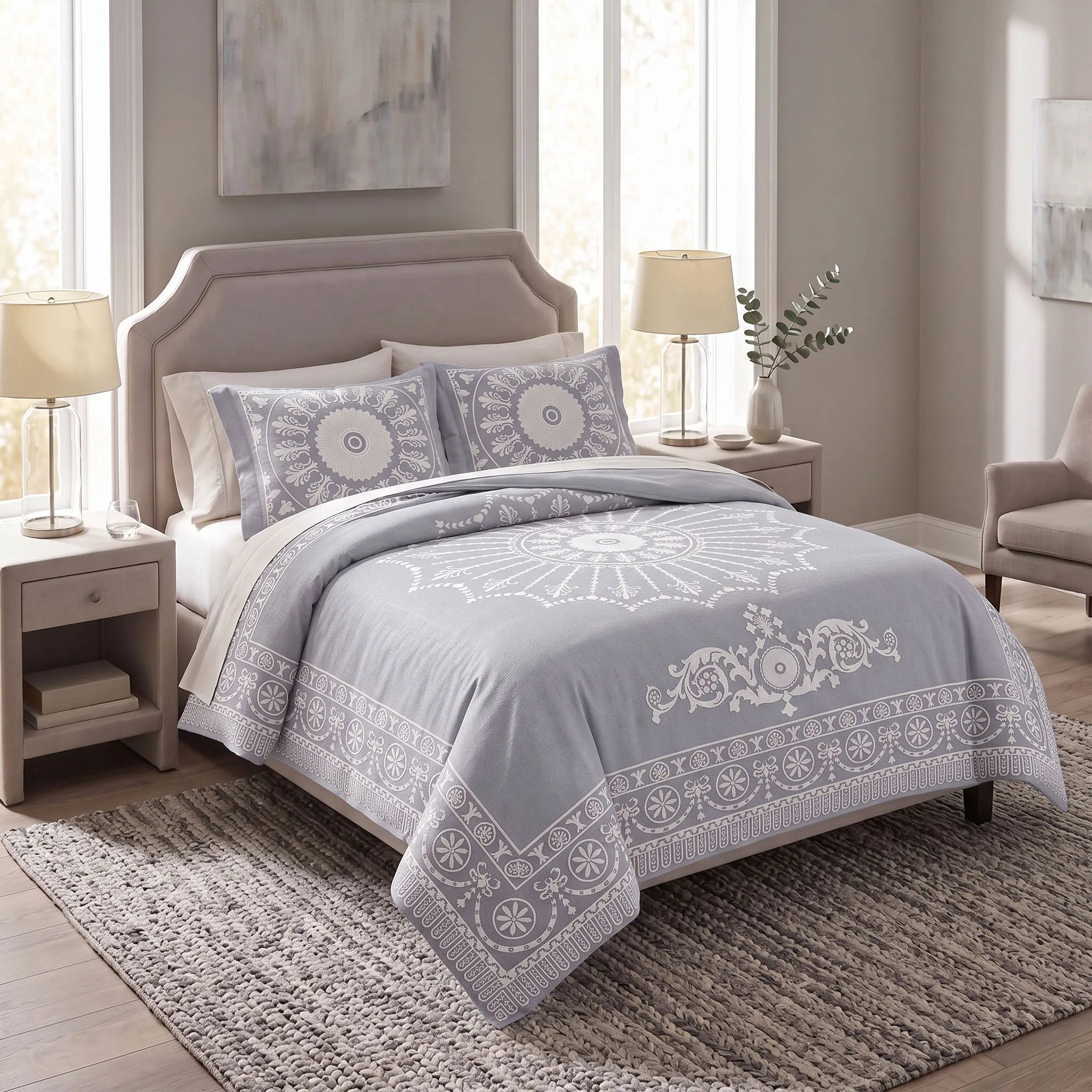 Superior Kymbal Cotton Blend Woven Medallion Jacquard Bedspread Set