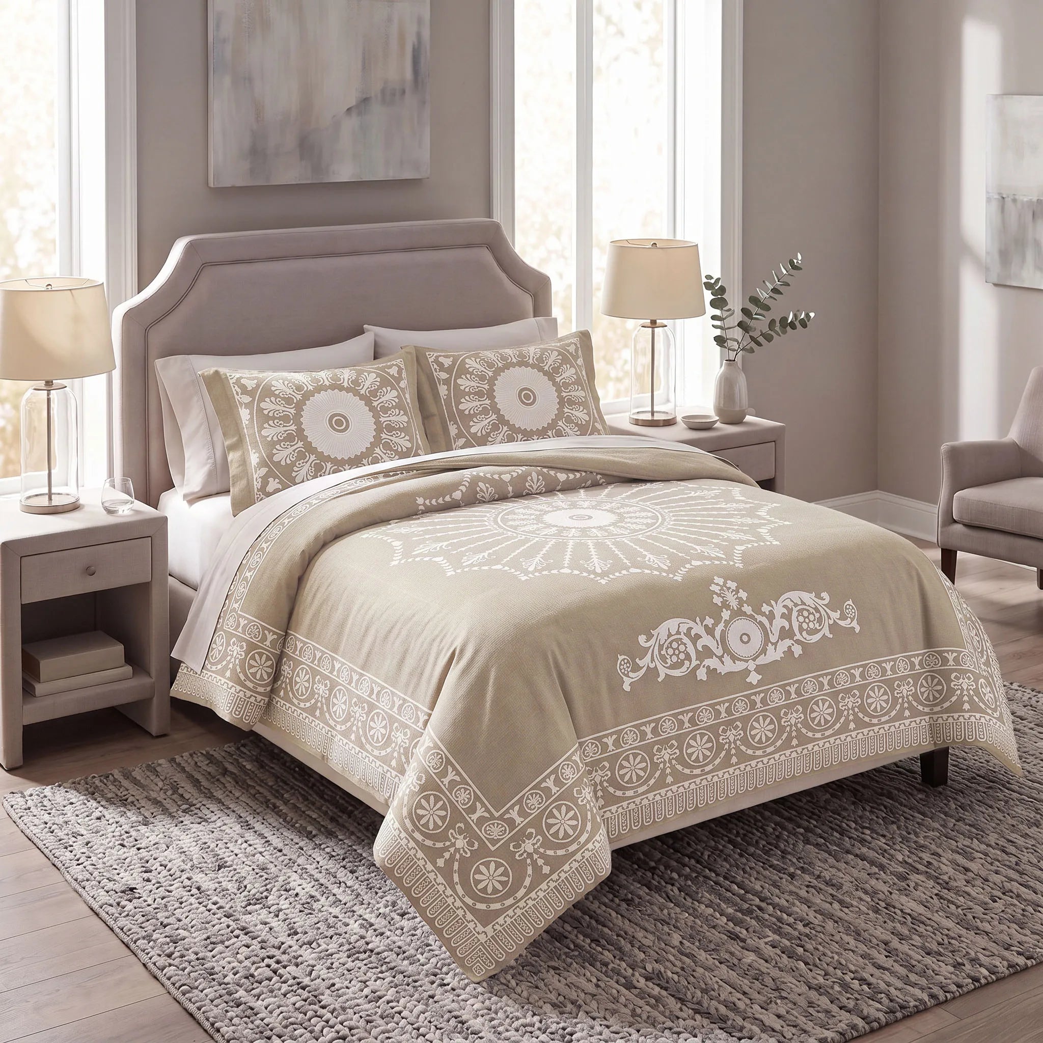Superior Kymbal Cotton Blend Woven Medallion Jacquard Bedspread Set