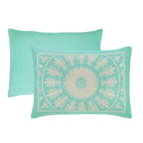Superior Kymbal Cotton Blend Woven Traditional Medallion Lightweight Jacquard Bedspread and Sham Set - Turquoise