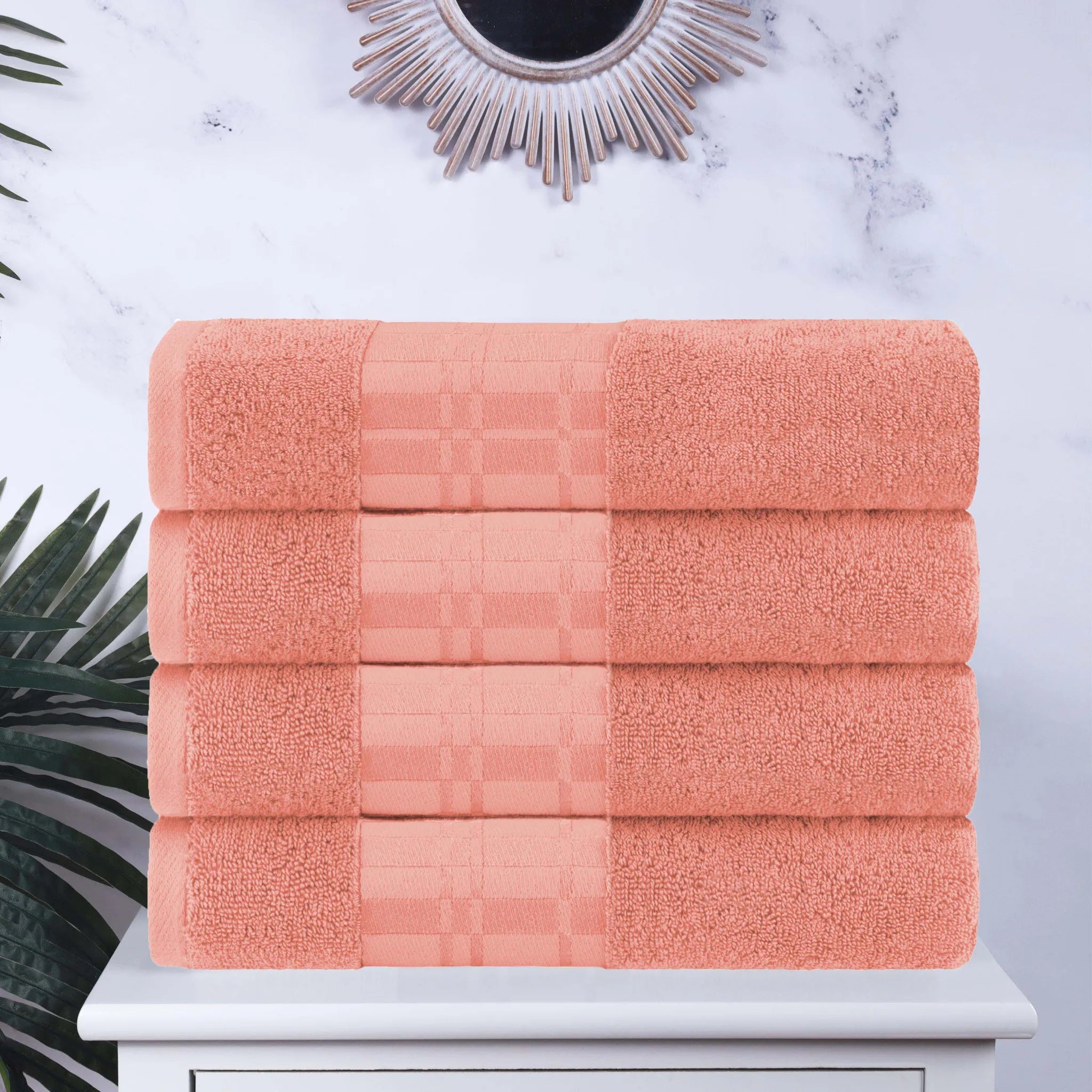 Larissa Cotton Geometric Border Bath Towel Set of 4 - Bath Towel by Superior Brand