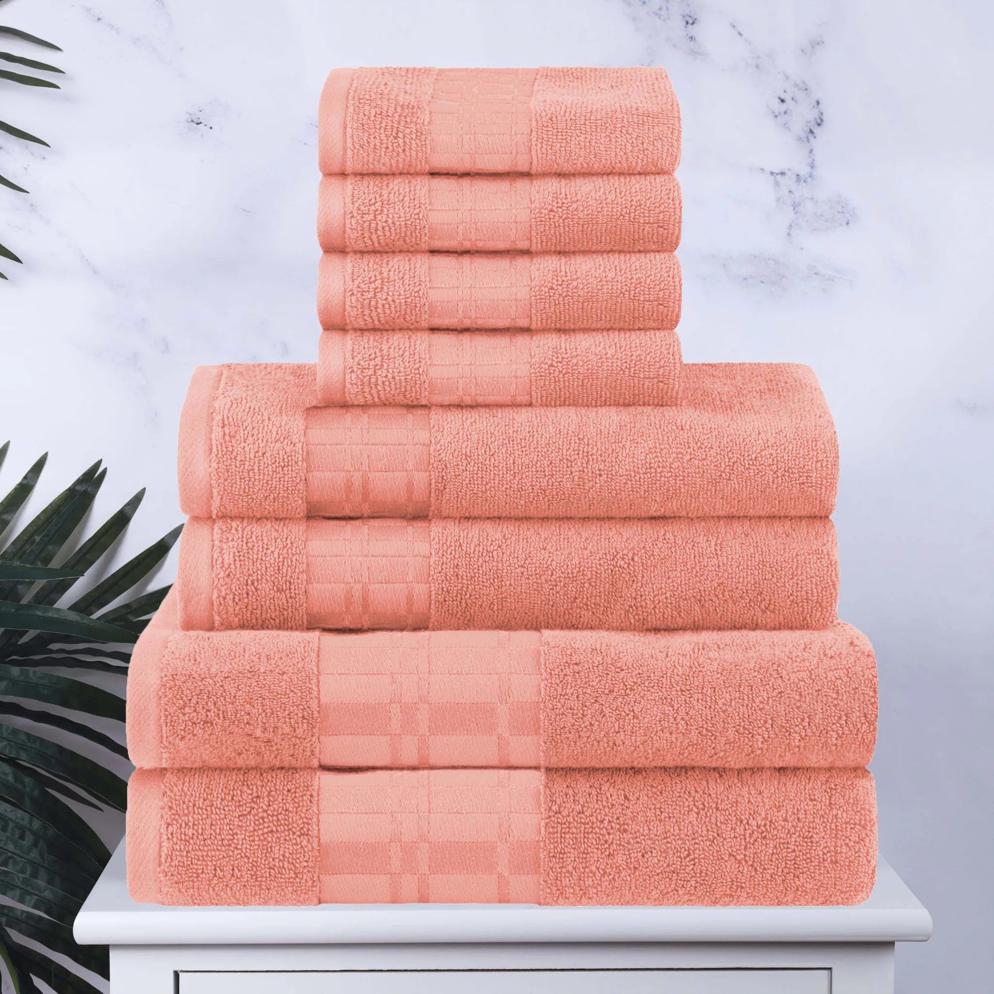 Larissa Cotton Geometric Border 8 Piece Assorted Towel Set - Towel Set by Superior Brand