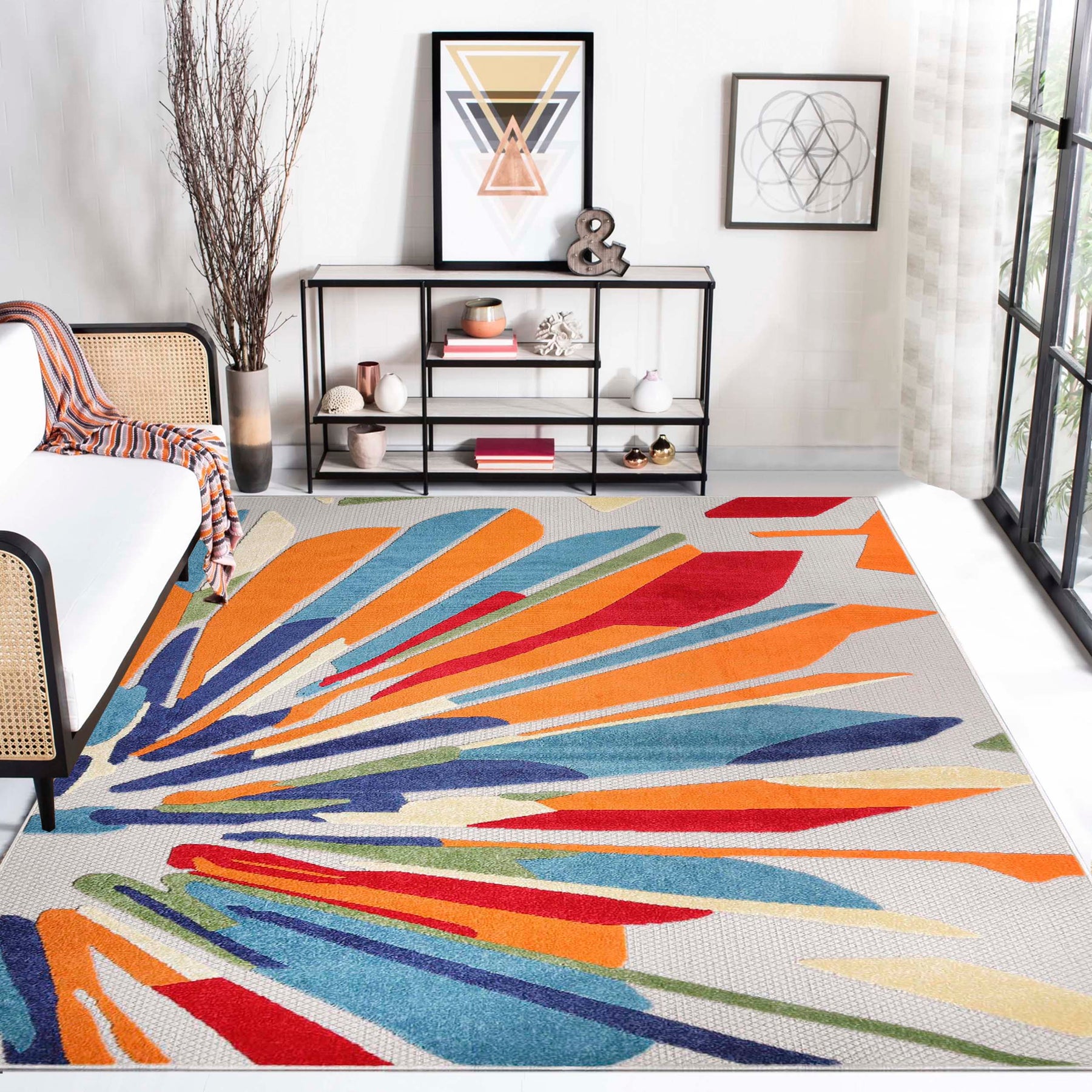 Superior Leander Modern Geometric Abstract Indoor/Outdoor Area Rug or Runner Rug