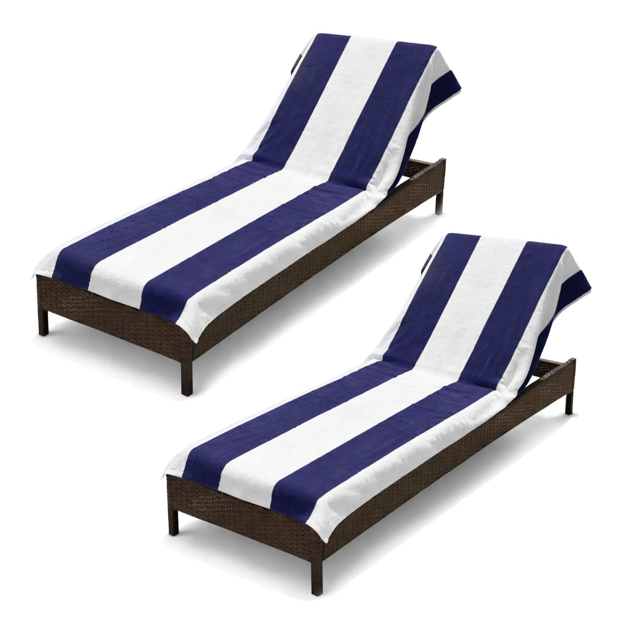 Superior Cabana Striped Cotton Chaise Lounge Chair Cover Set
