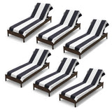Superior Cabana Striped Cotton Chaise Lounge Chair Cover Set