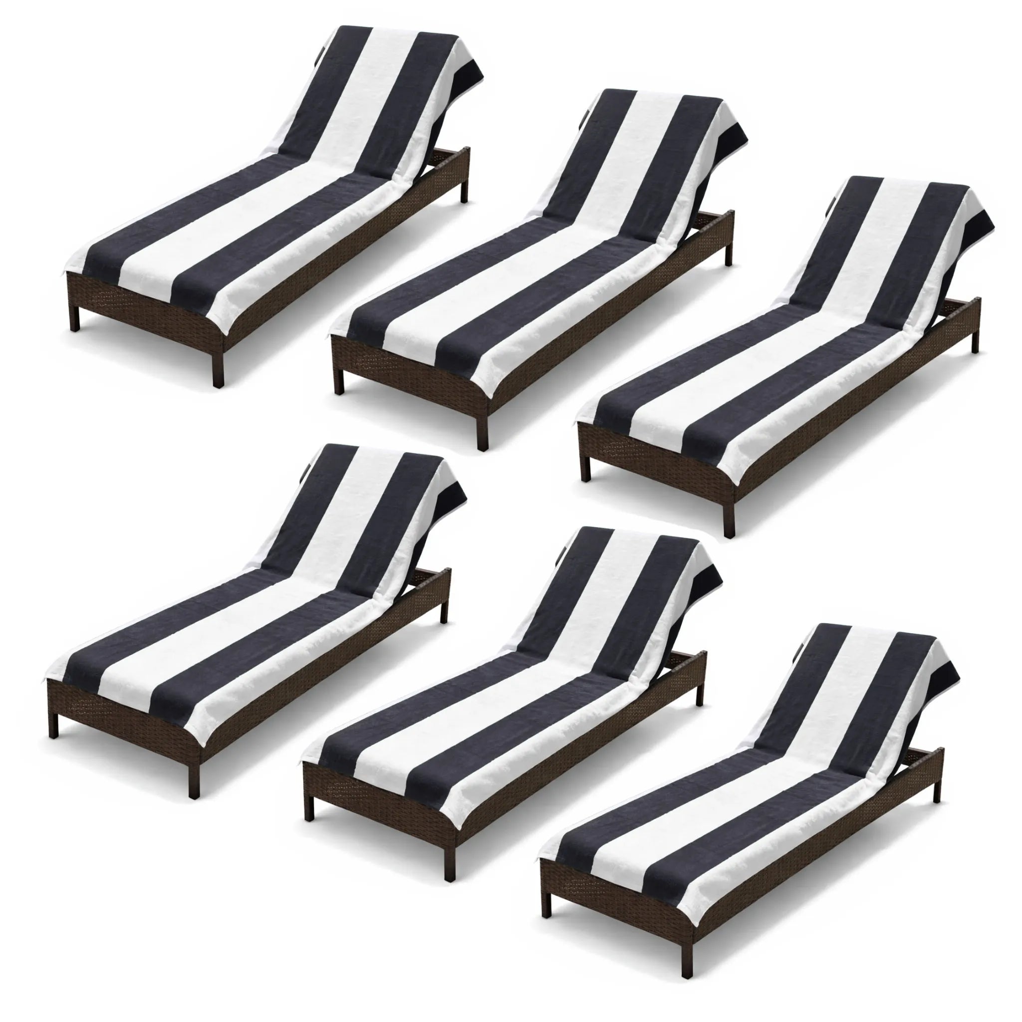 Superior Cabana Striped Cotton Chaise Lounge Chair Cover Set