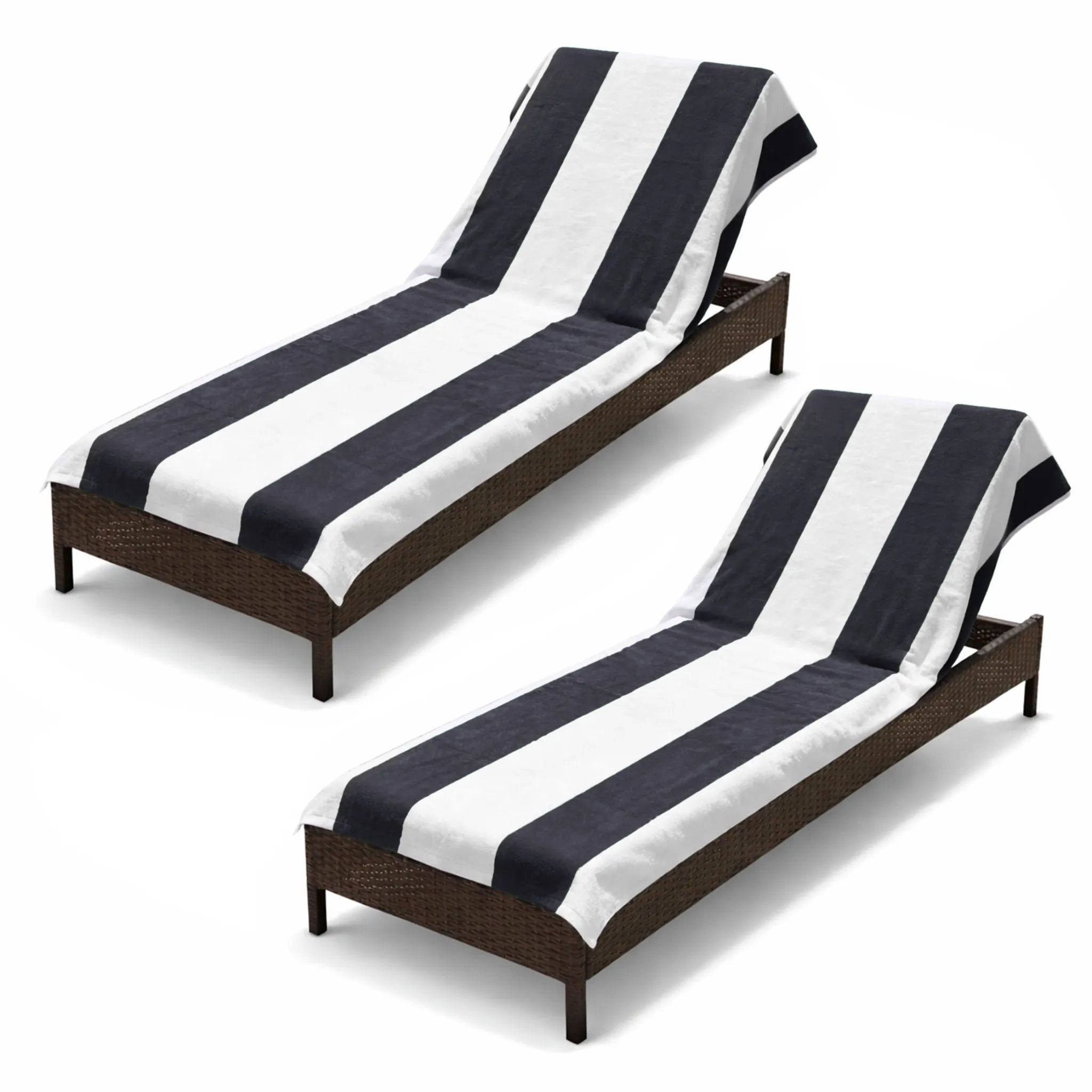 Superior Cabana Striped Cotton Chaise Lounge Chair Cover Set