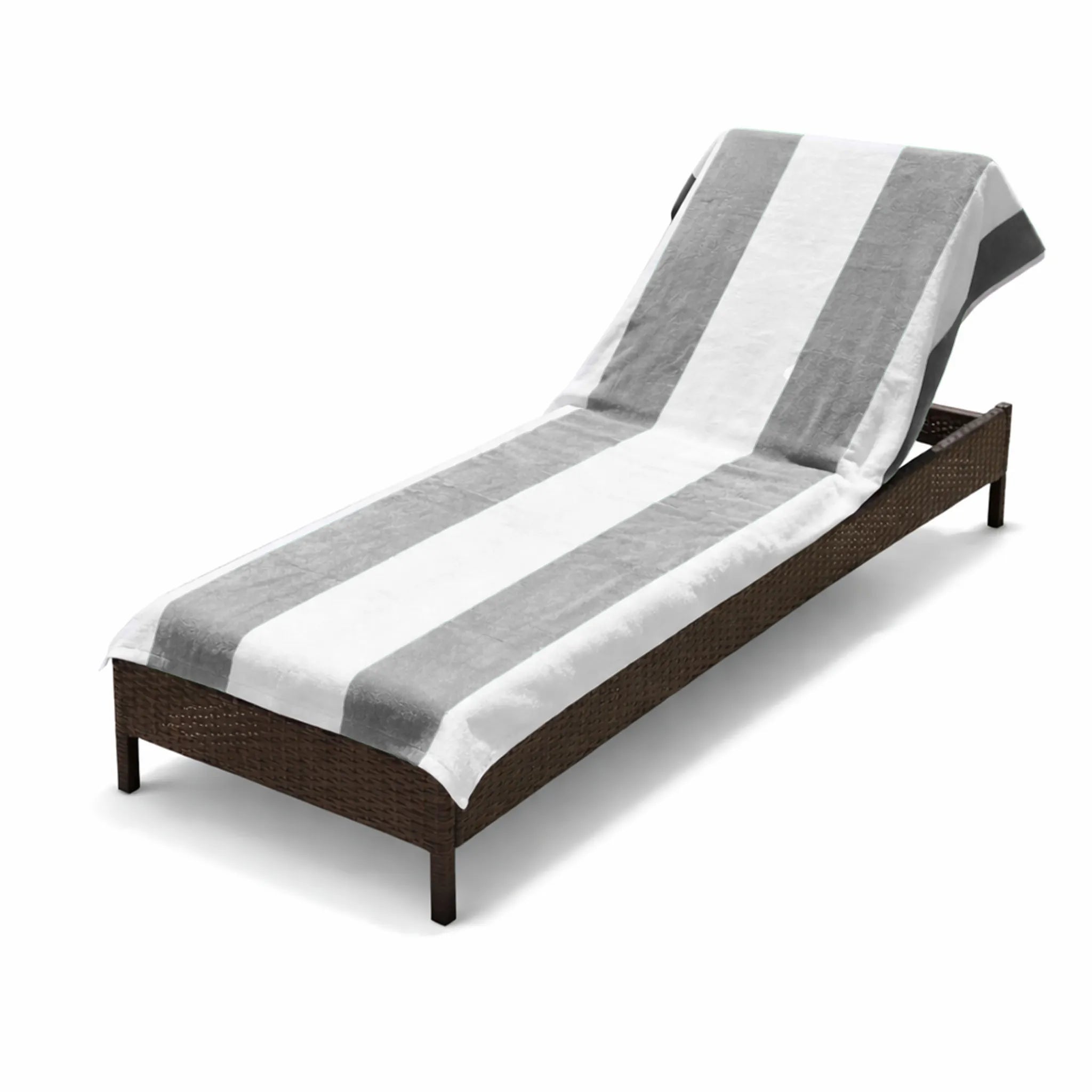 Superior Cabana Striped Cotton Chaise Lounge Chair Cover Set