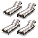 Superior Cabana Striped Cotton Chaise Lounge Chair Cover Set