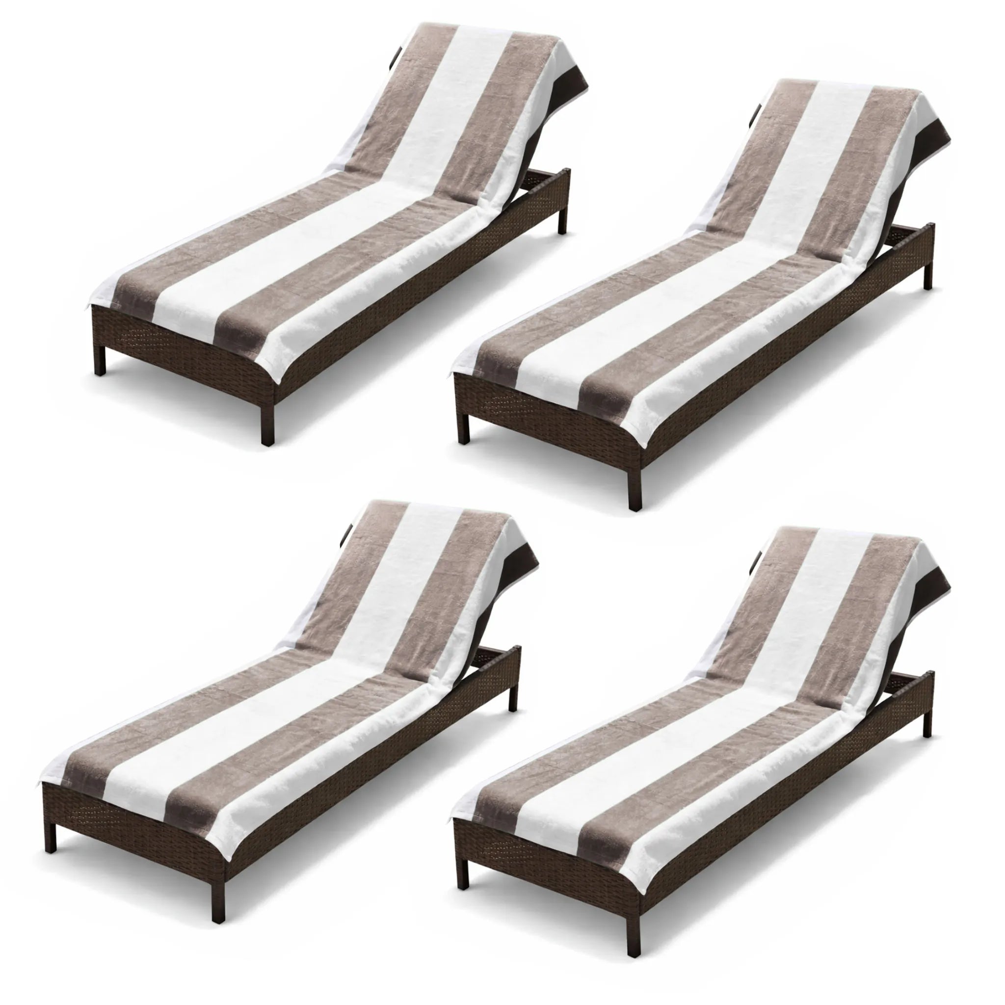 Superior Cabana Striped Cotton Chaise Lounge Chair Cover Set