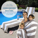 Superior Cabana Striped Cotton Chaise Lounge Chair Cover Set