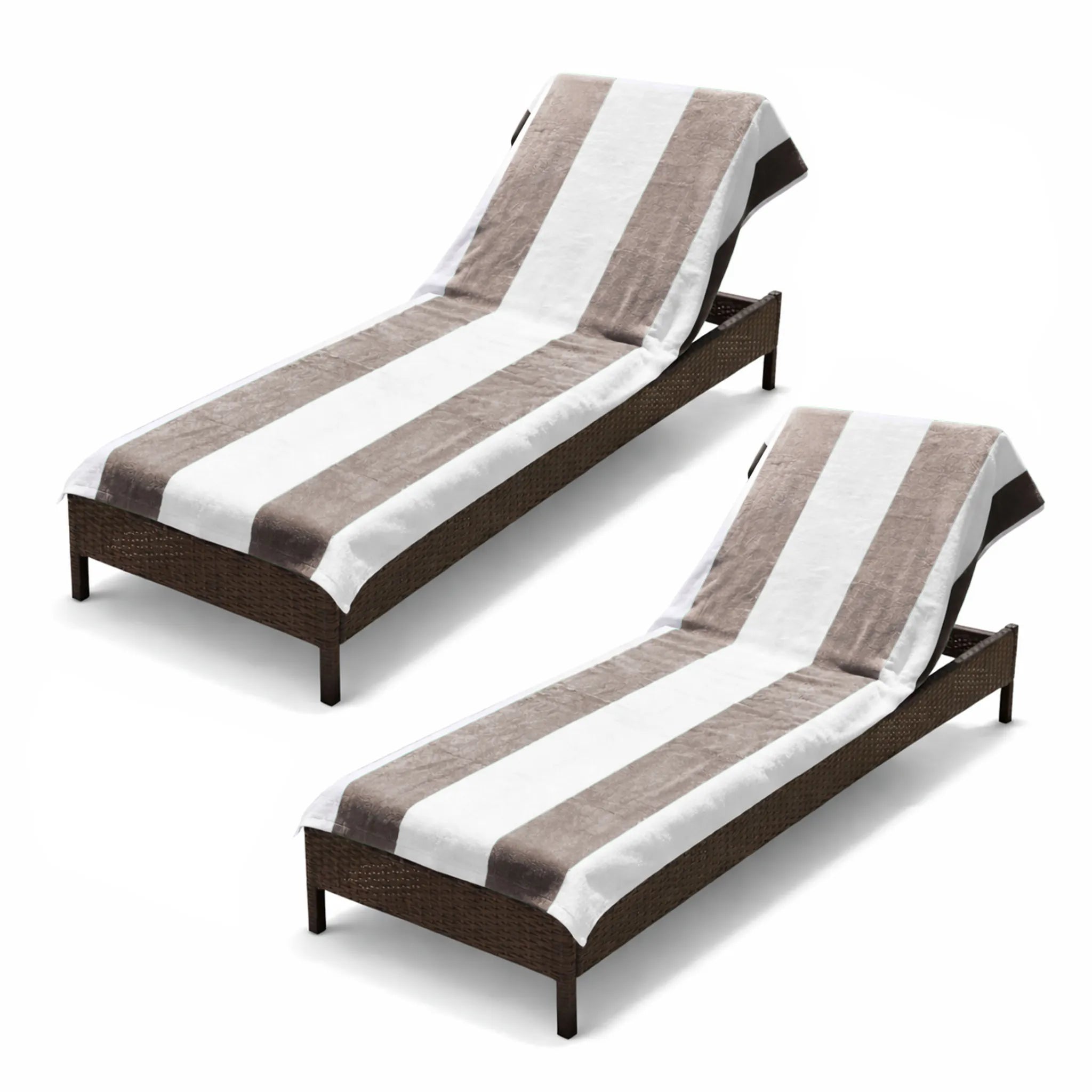 Superior Cabana Striped Cotton Chaise Lounge Chair Cover Set