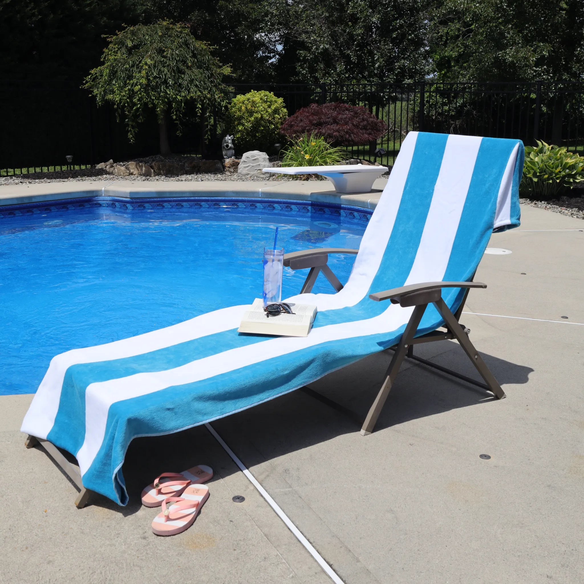 Superior Cabana Striped Cotton Chaise Lounge Chair Cover Set