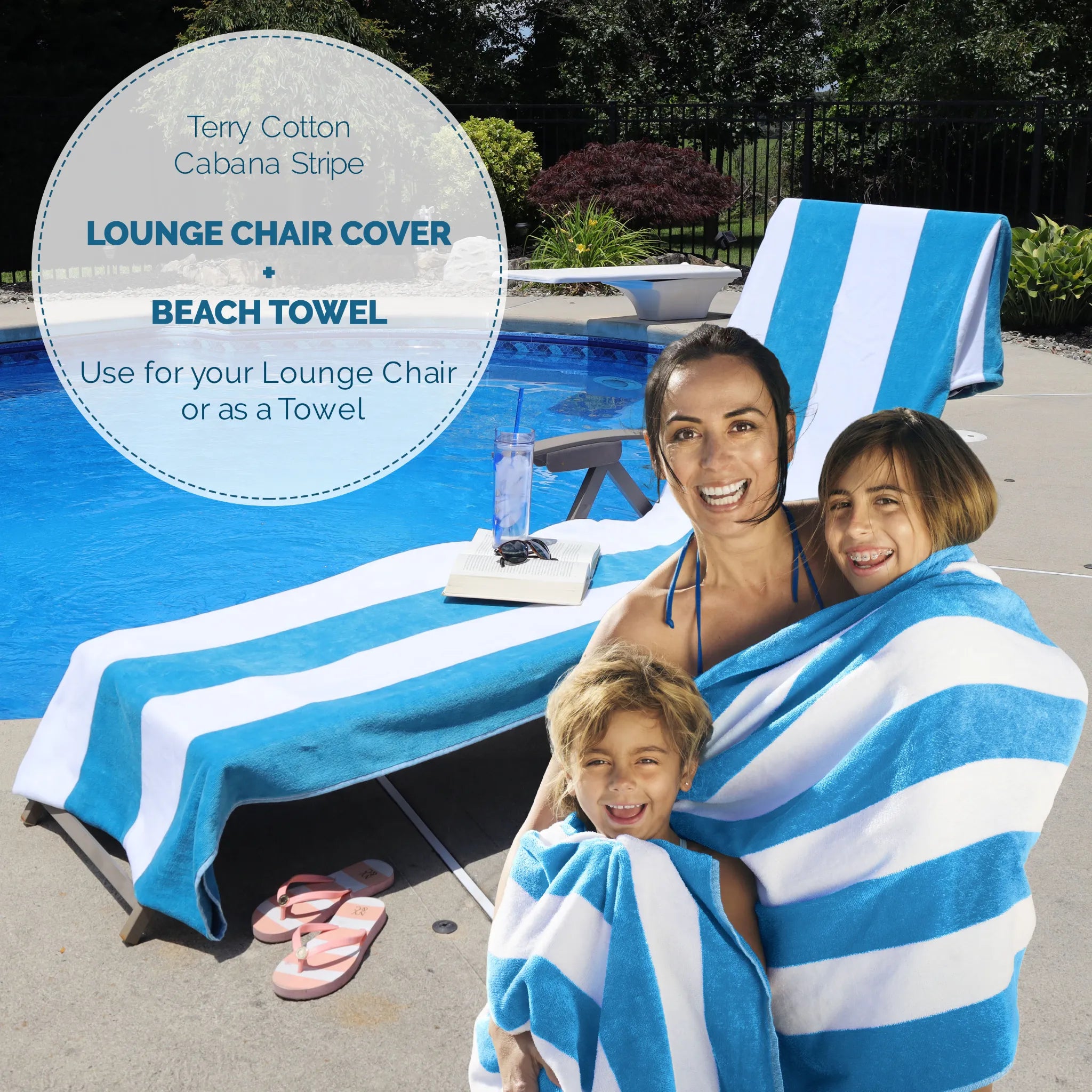 Superior Cabana Striped Cotton Chaise Lounge Chair Cover Set