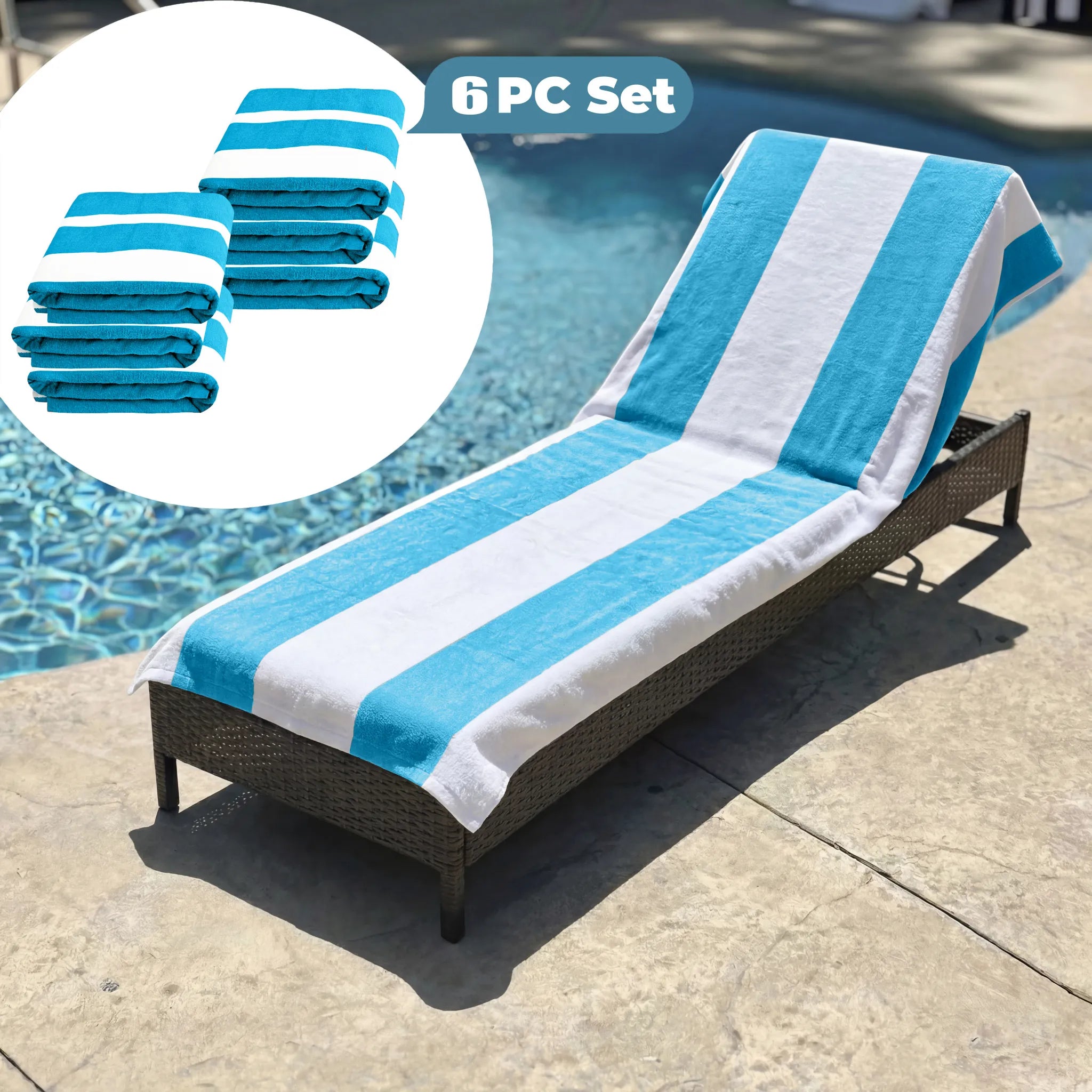 Superior Cabana Striped Cotton Chaise Lounge Chair Cover Set