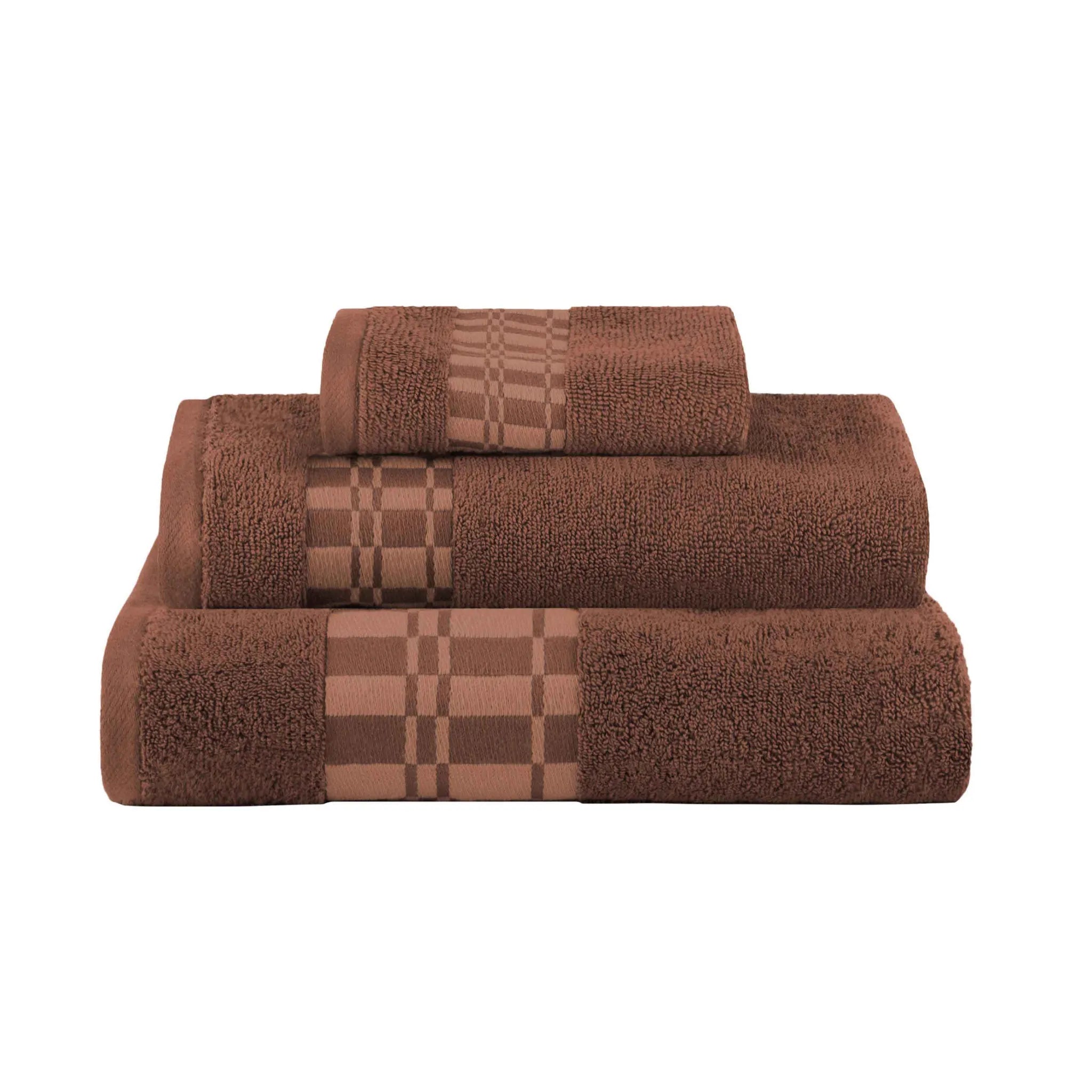 Larissa Cotton Geometric Border 3 Piece Assorted Towel Set - Towel Set by Superior Brand
