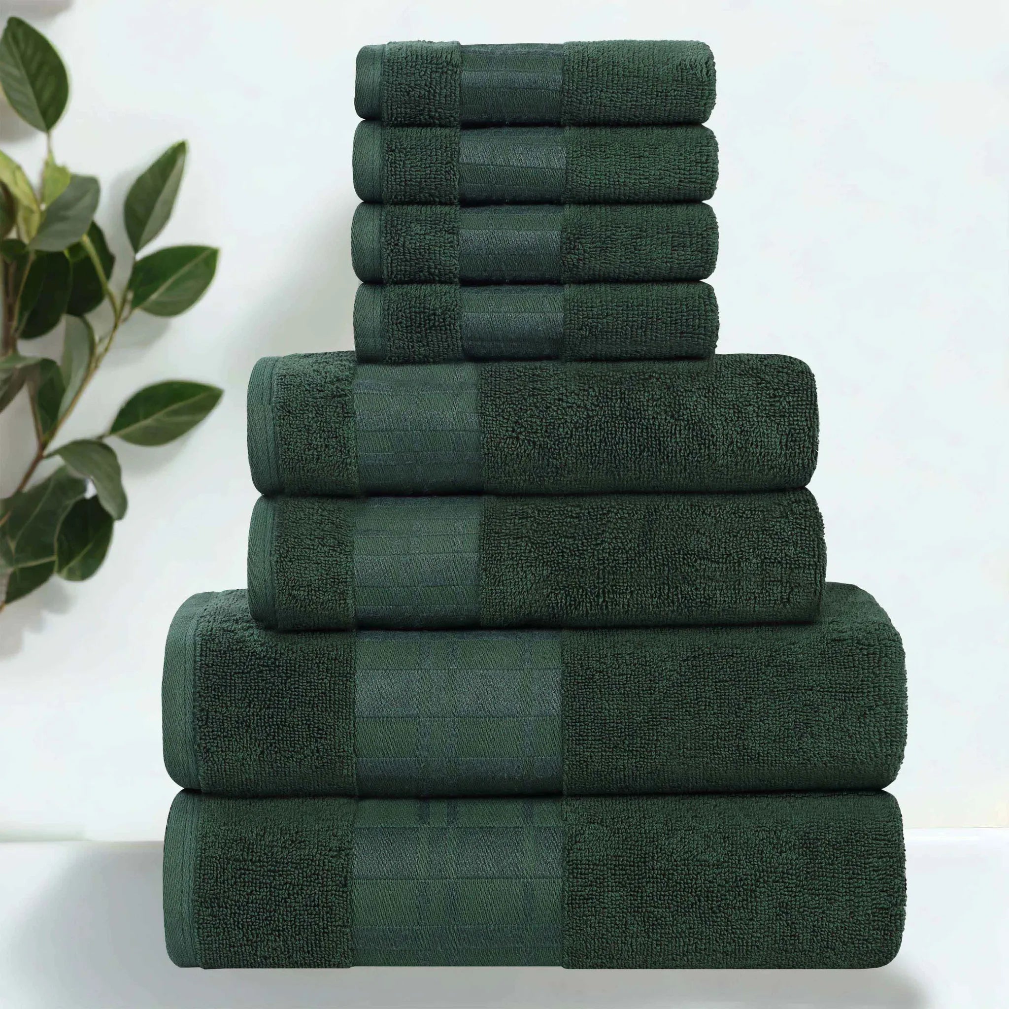 Larissa Cotton Geometric Border 8 Piece Assorted Towel Set - Towel Set by Superior Brand