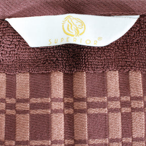Superior Larissa Cotton 4-Piece Bath Towel Set with Geometric Embroidered Jacquard Border - Chocolate