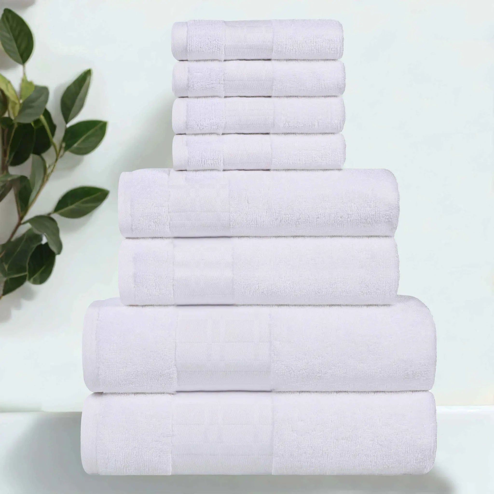 Larissa Cotton Geometric Border 8 Piece Assorted Towel Set