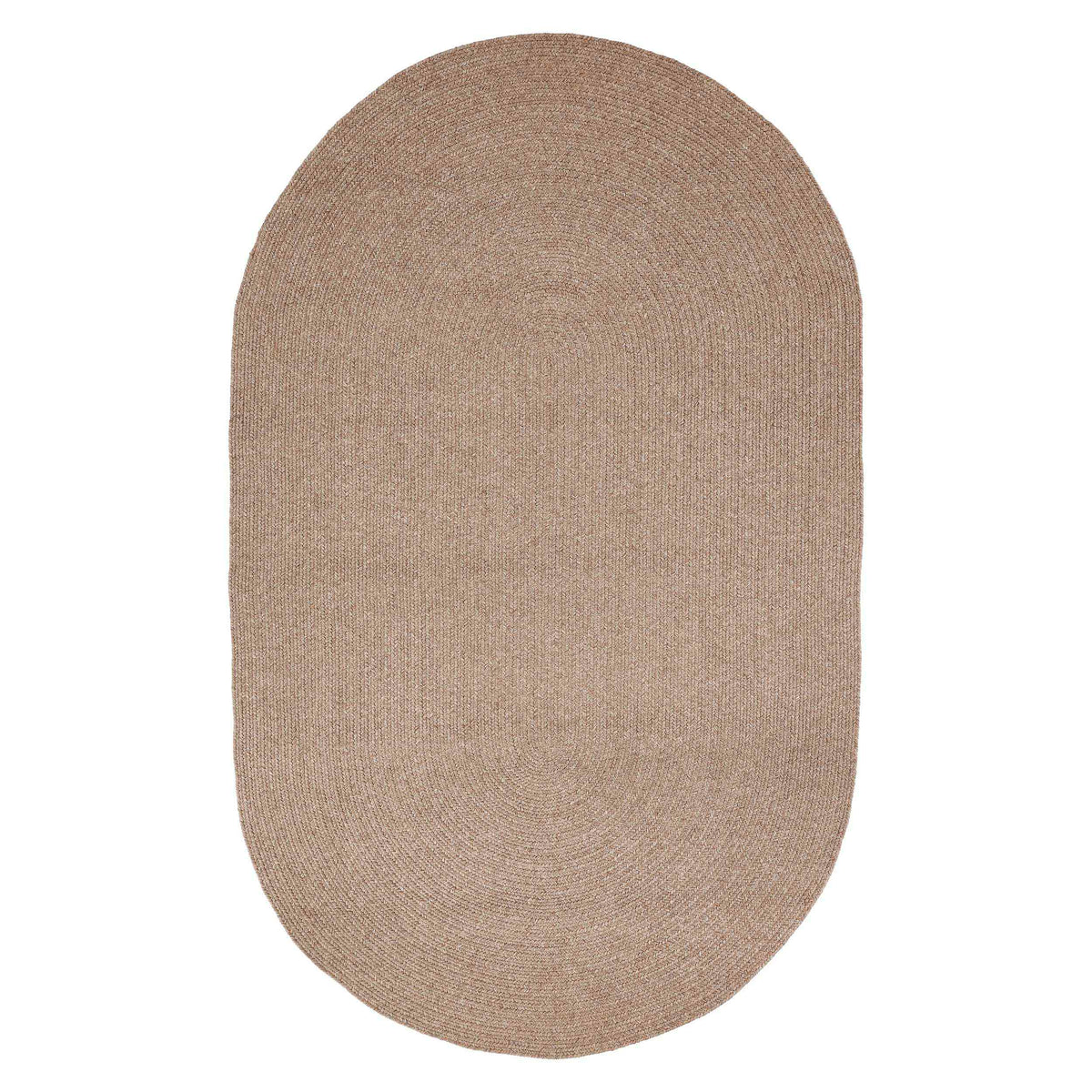 Classic Braided Weave Oval Area Rug Indoor Outdoor Rugs - Latte
