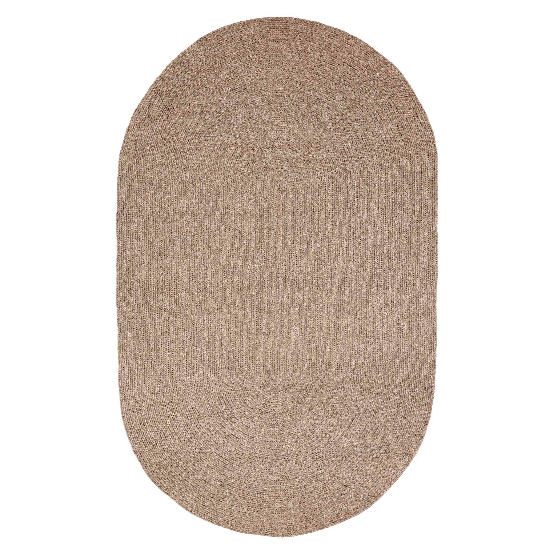 Classic Braided Weave Oval Area Rug Indoor Outdoor Rugs - Latte