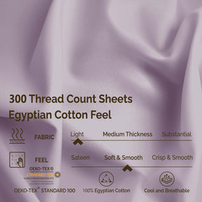 Superior Egyptian Cotton 300 Thread Count Solid Deep Pocket Bed Sheet Set - Lavender