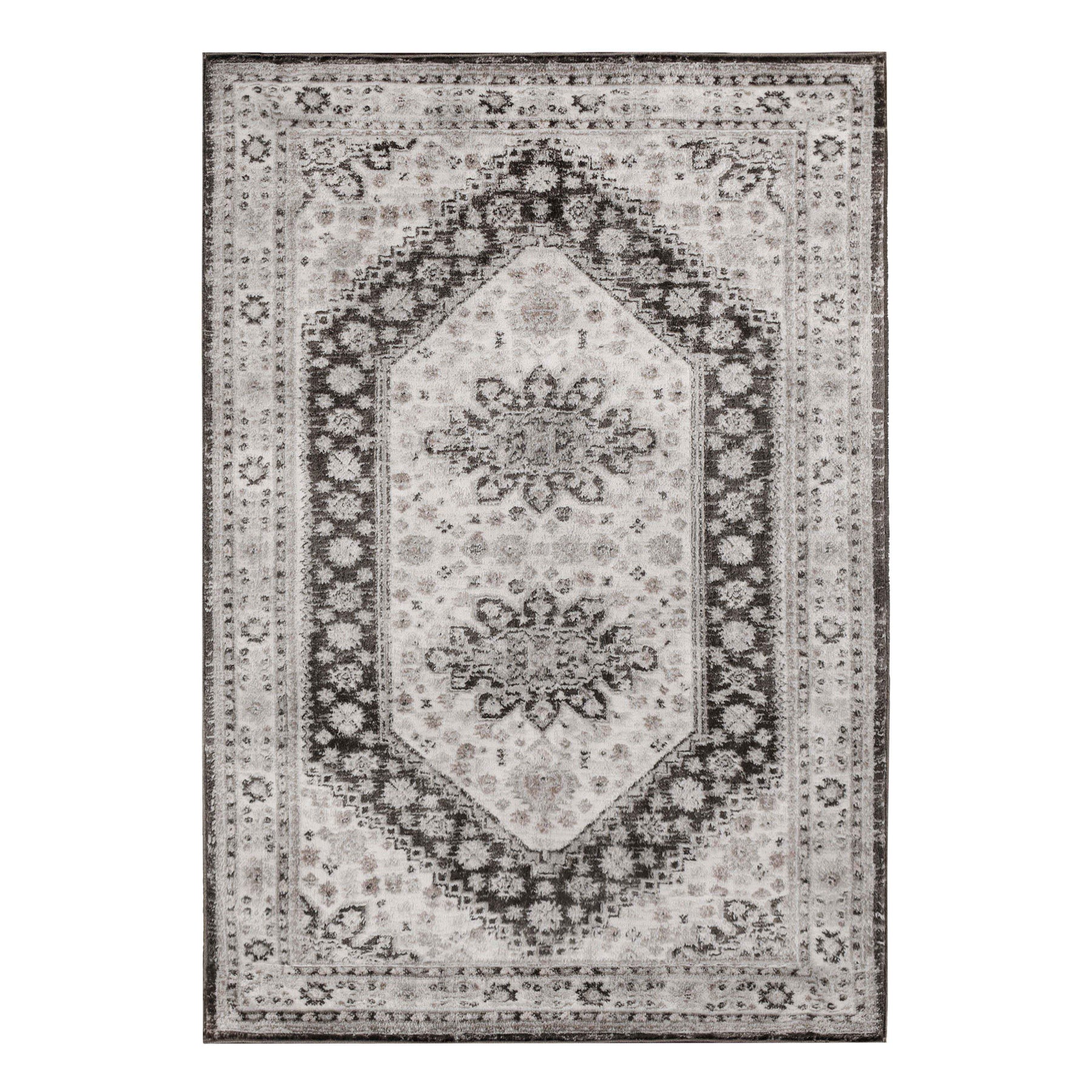 Layland Contemporary Abstract Washable Indoor Area Rug - Charcoal