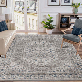 Layland Contemporary Abstract Washable Indoor Area Rug - Grey