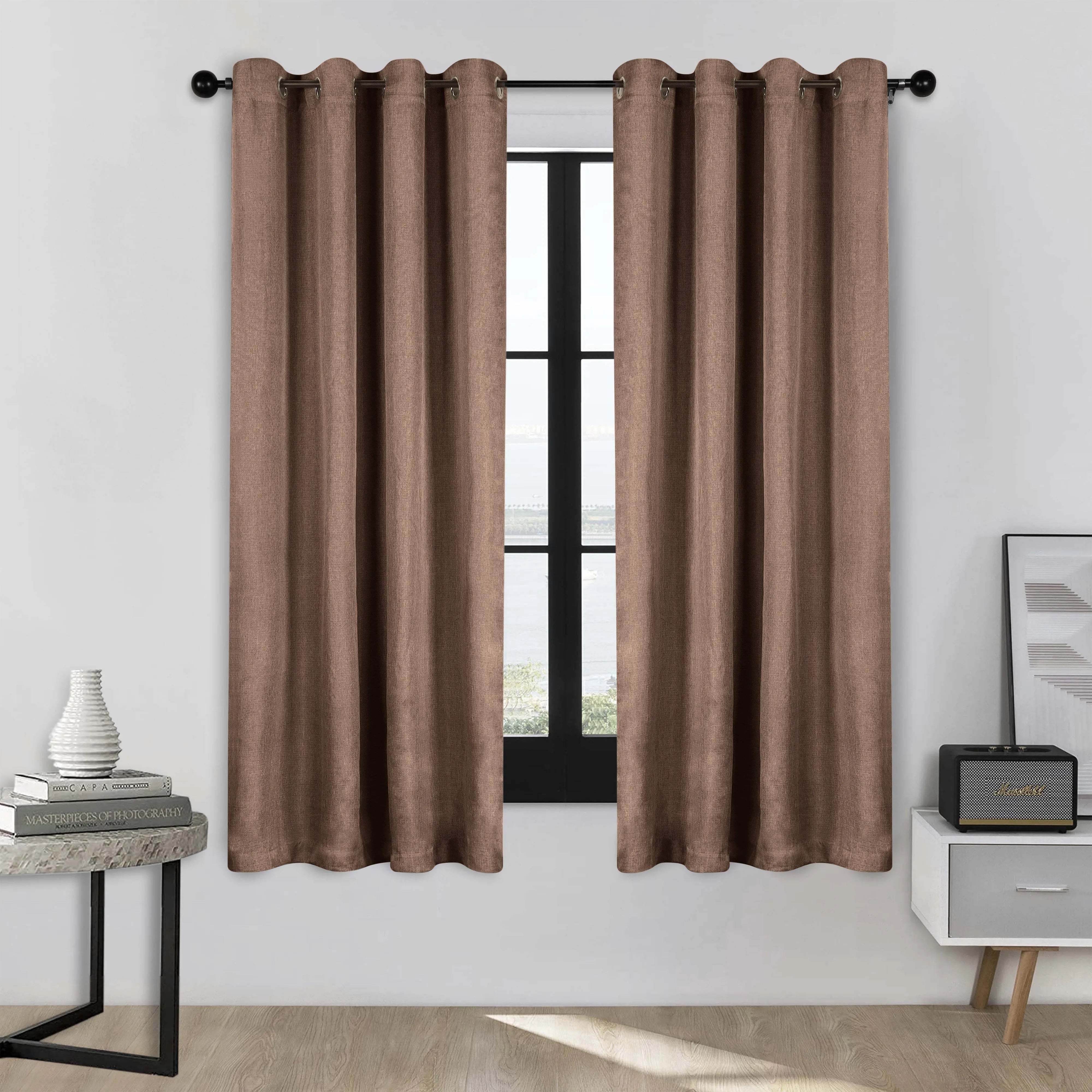 Linen Pattern Washable Room Darkening Blackout Curtains, Set of 2 - Blackout Curtains by Superior Brand