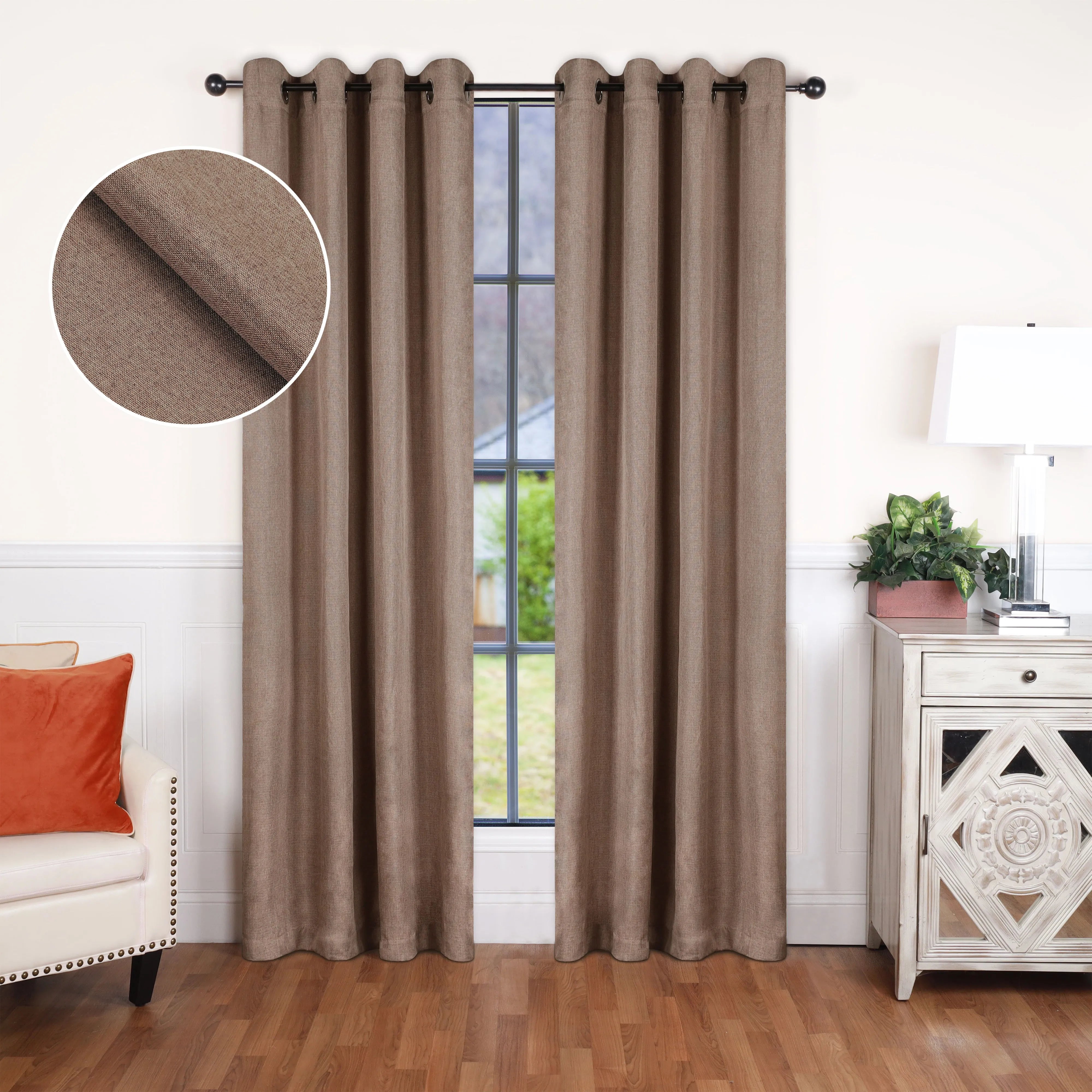 Linen Pattern Washable Room Darkening Blackout Curtains, Set of 2 - Blackout Curtains by Superior Brand