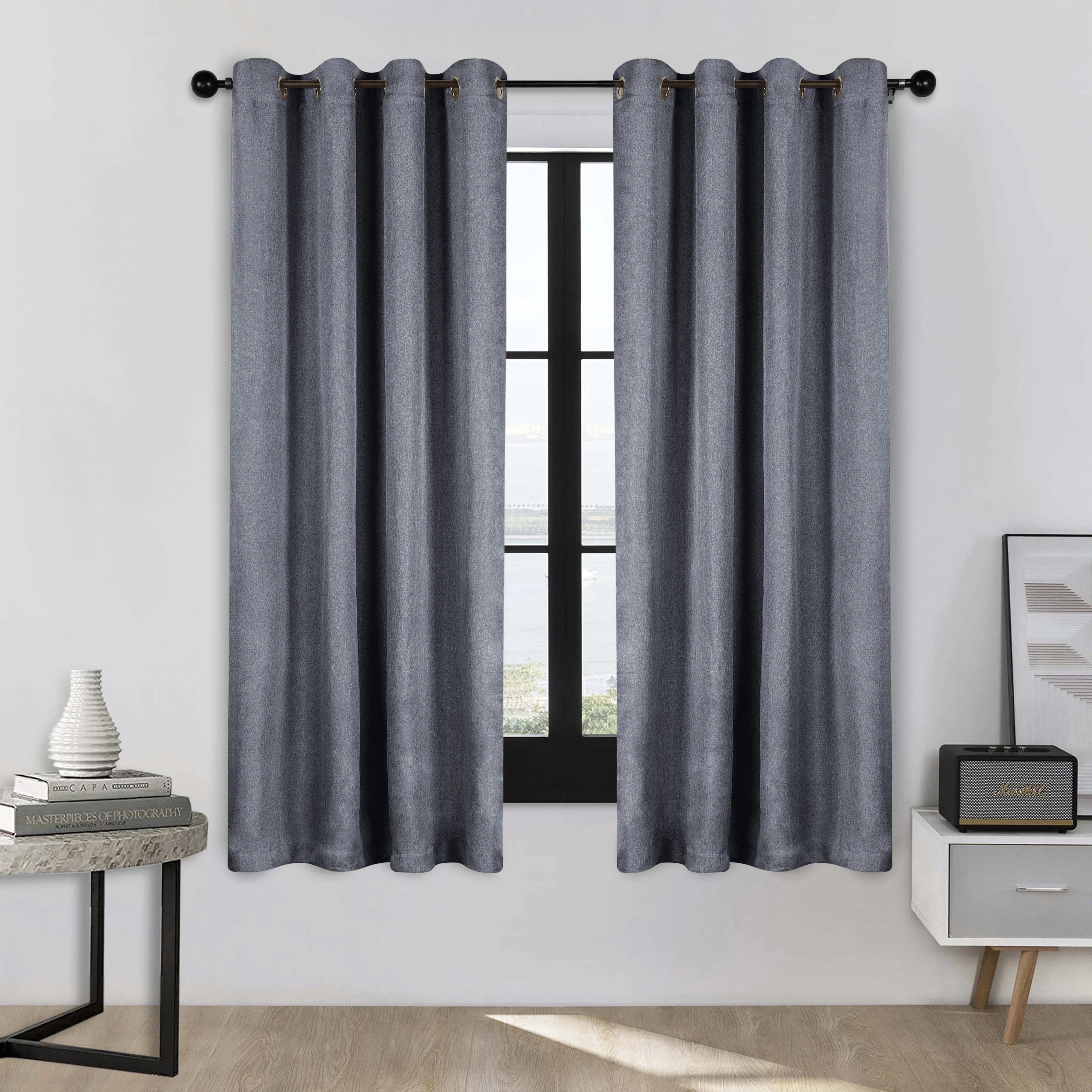 Linen Pattern Washable Room Darkening Blackout Curtains, Set of 2 - Blackout Curtains by Superior Brand