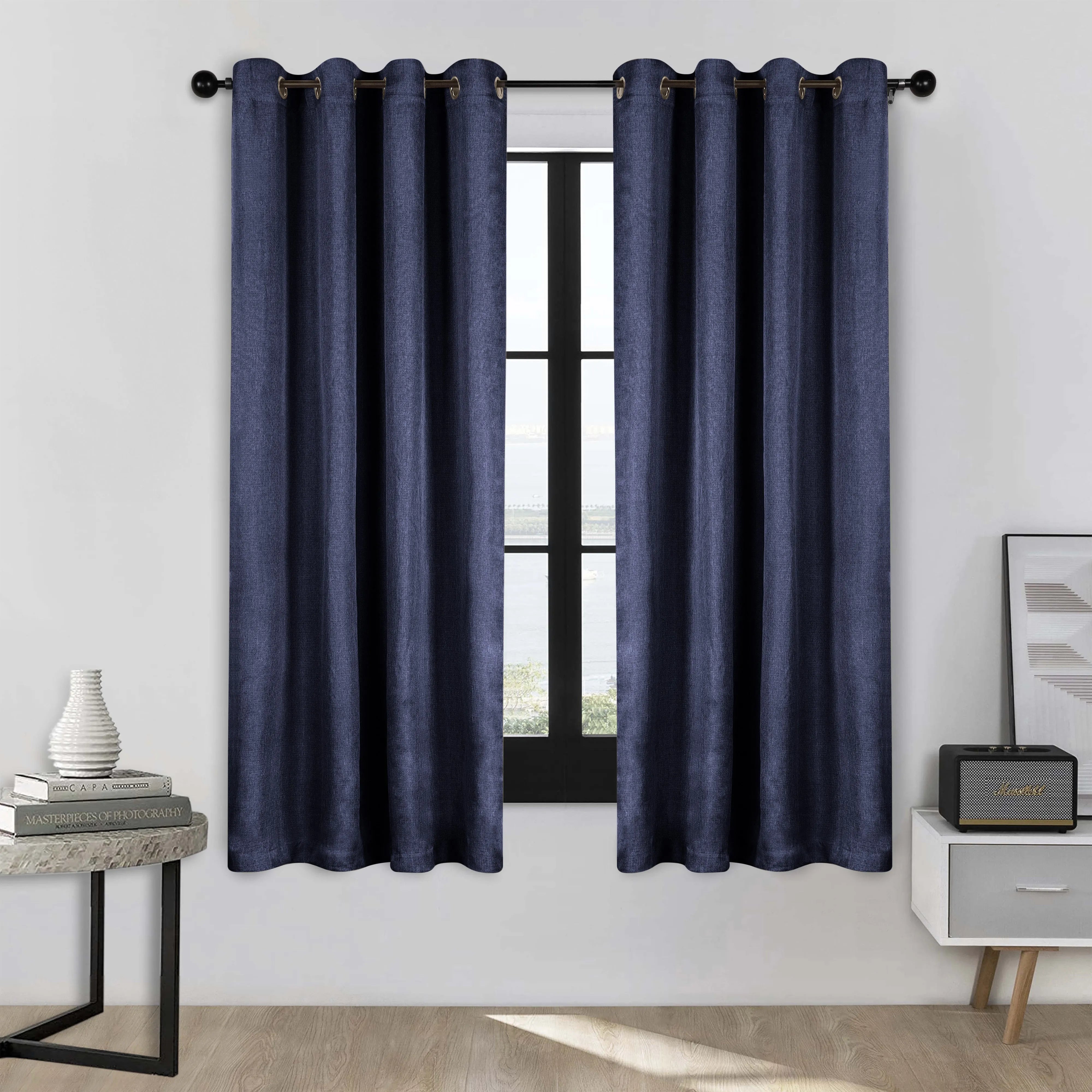 Linen Pattern Washable Room Darkening Blackout Curtains, Set of 2 - Blackout Curtains by Superior Brand