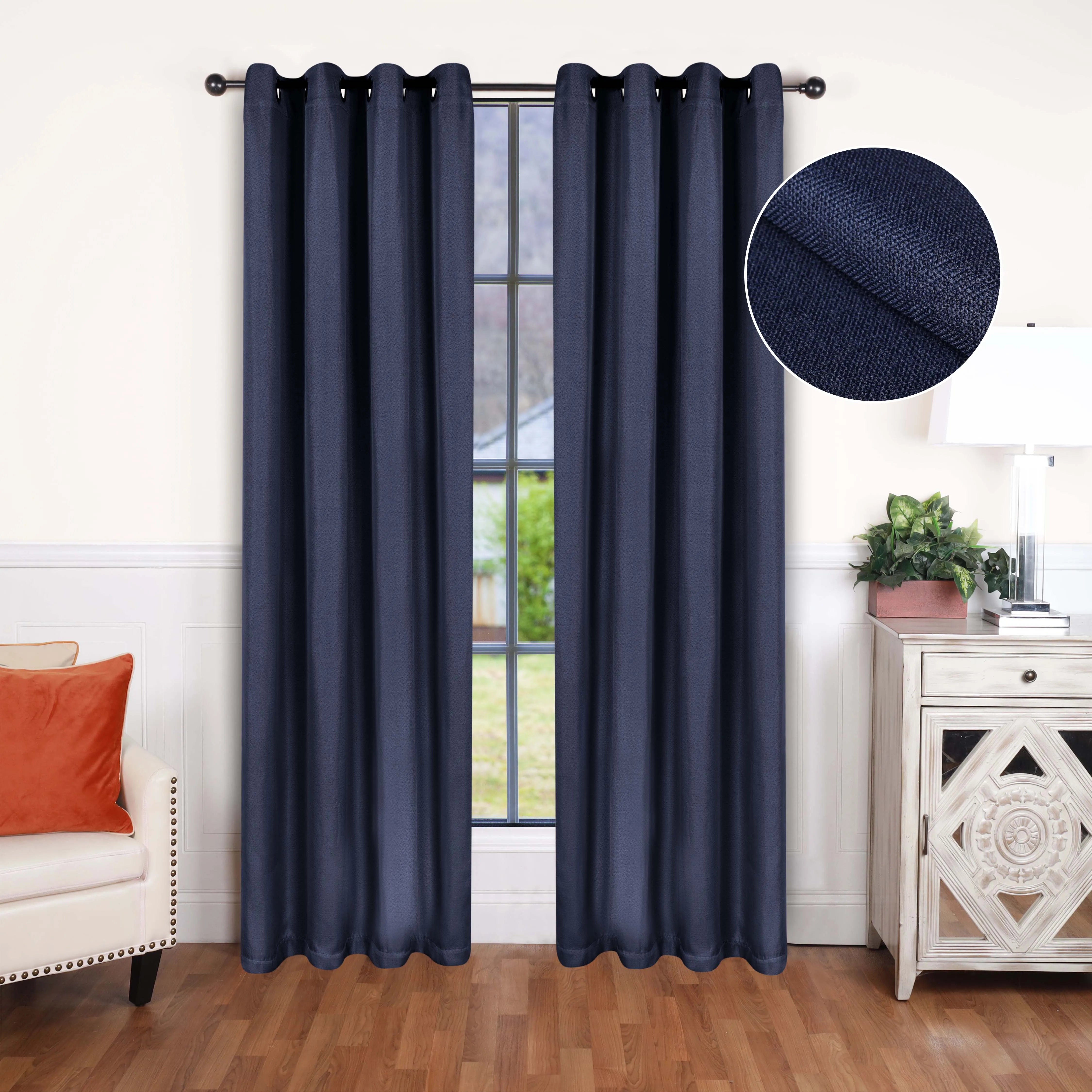 Linen Pattern Washable Room Darkening Blackout Curtains, Set of 2 - Blackout Curtains by Superior Brand