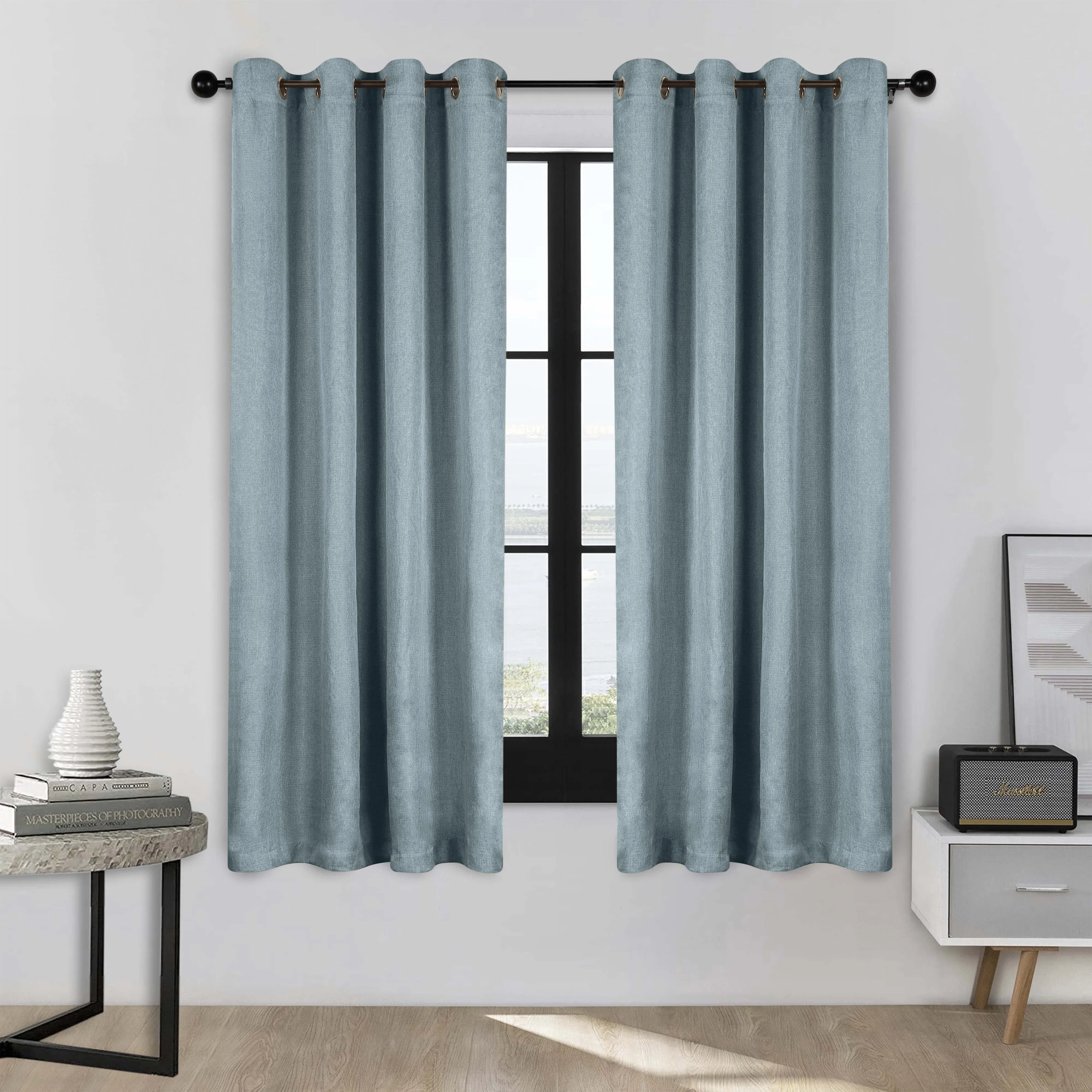 Linen Pattern Washable Room Darkening Blackout Curtains, Set of 2 - Blackout Curtains by Superior Brand