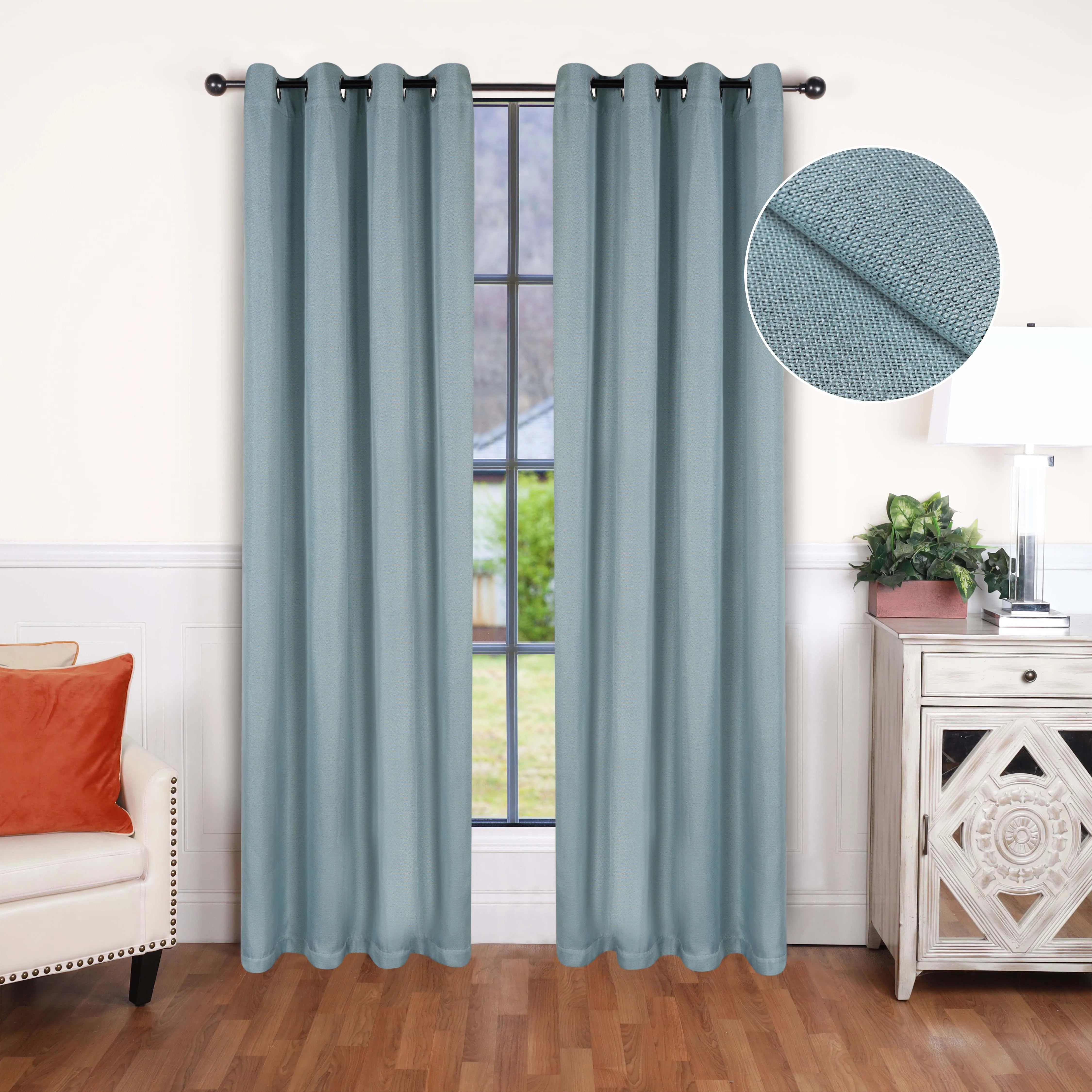 Linen Pattern Washable Room Darkening Blackout Curtains, Set of 2 - Blackout Curtains by Superior Brand