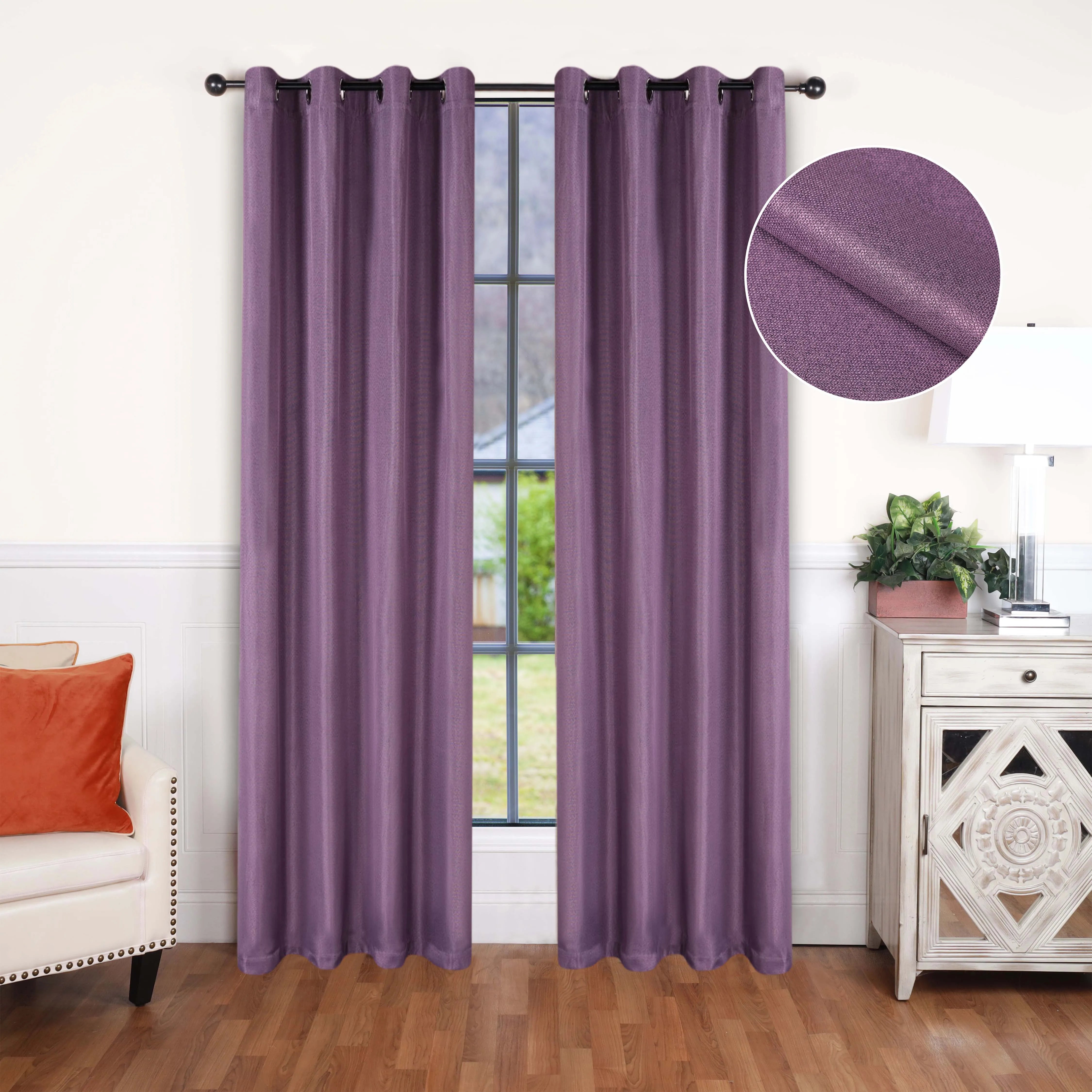 Linen Pattern Washable Room Darkening Blackout Curtains, Set of 2 - Blackout Curtains by Superior Brand