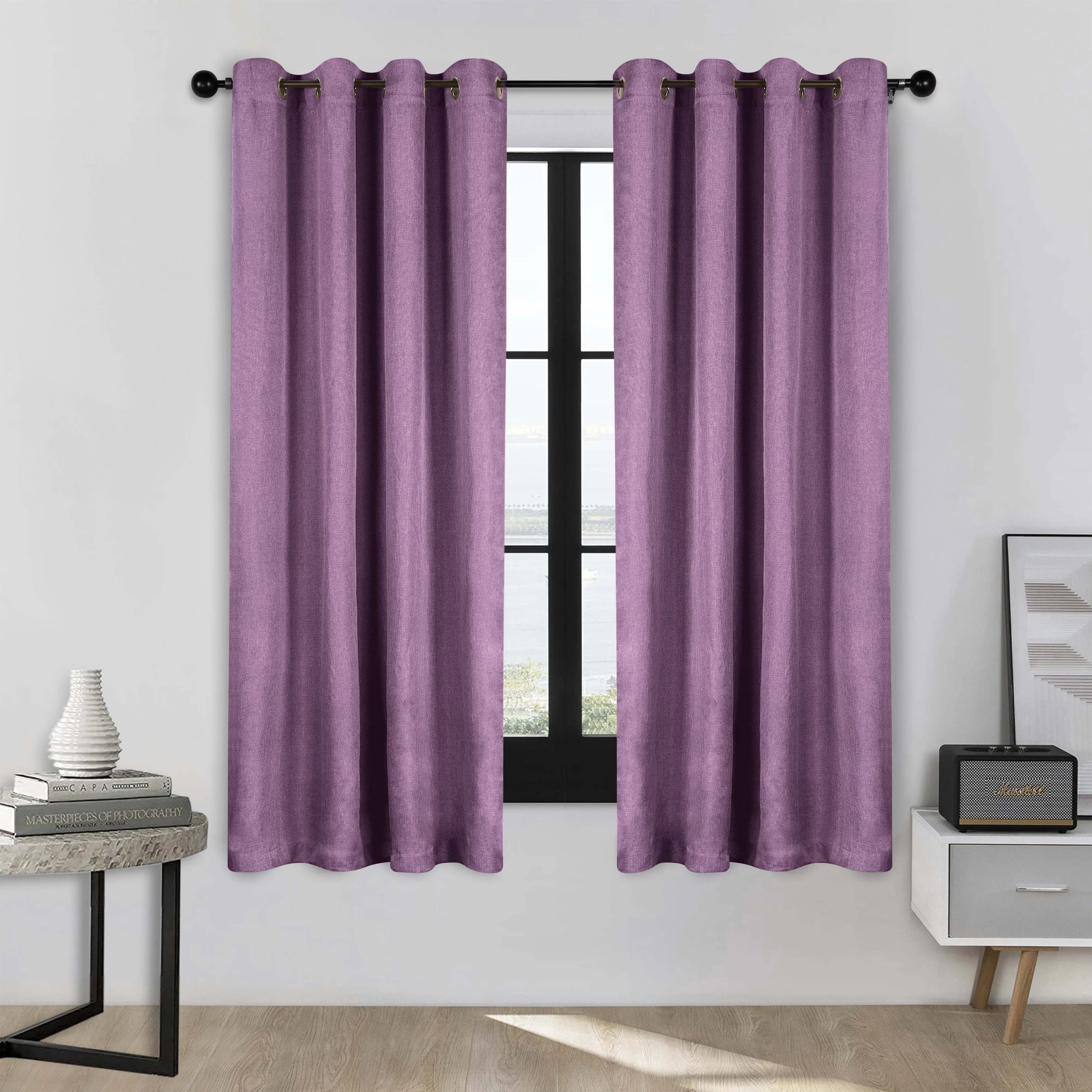 Linen Pattern Washable Room Darkening Blackout Curtains, Set of 2 - Blackout Curtains by Superior Brand