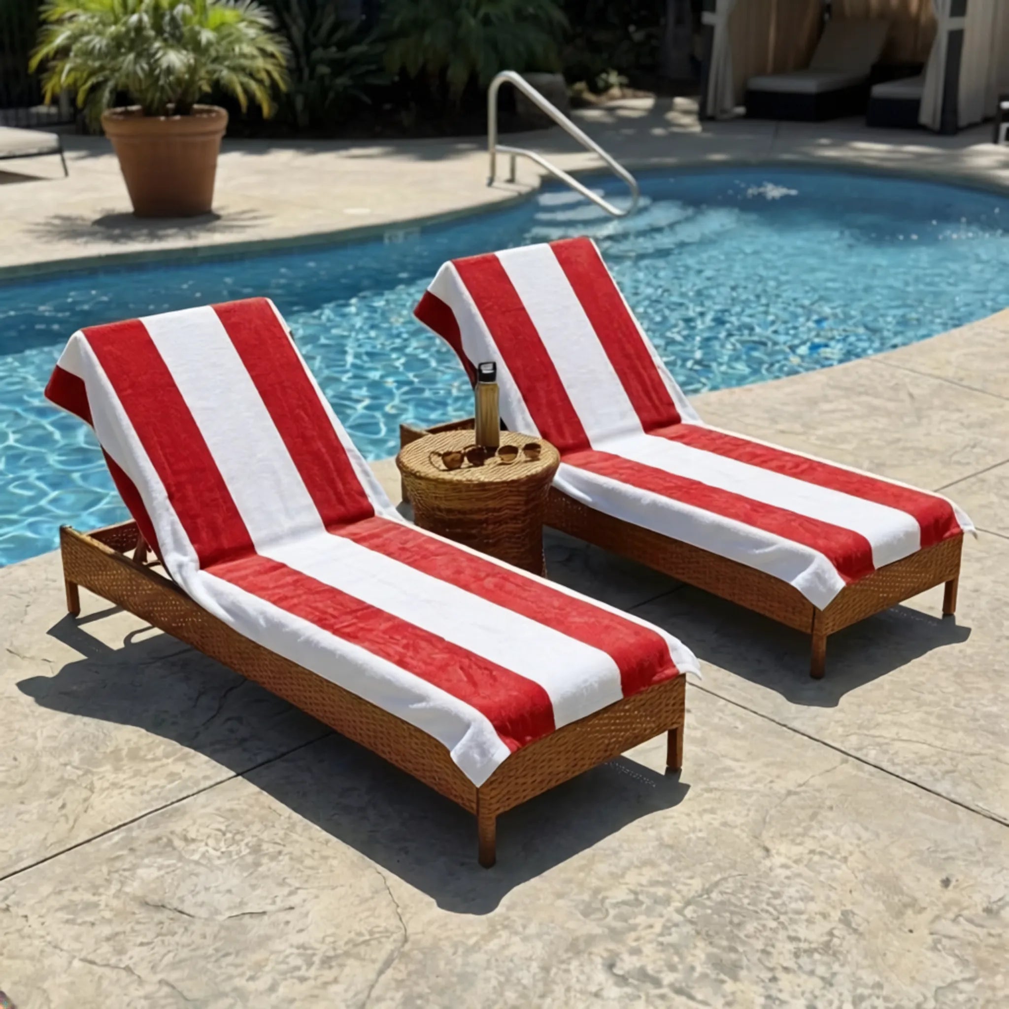 Superior Cabana Striped Cotton Chaise Lounge Chair Cover Set