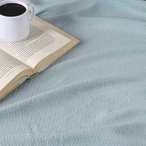 Nobel Cotton Textured Jacquard Chevron Lightweight Woven Blanket - LightBlue