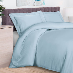100% Rayon From Bamboo 300 Thread Count Solid Duvet Cover Set - LightBlue