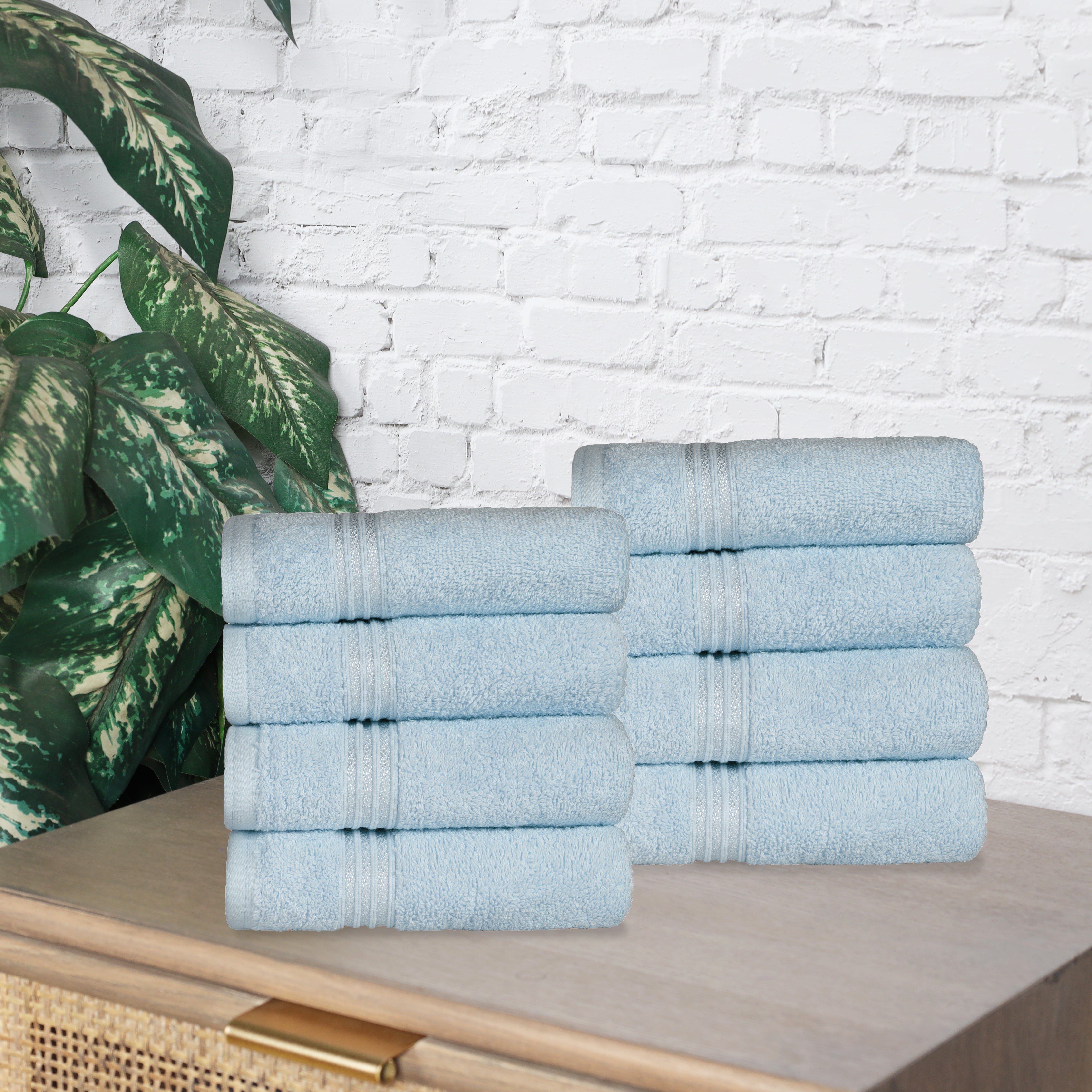 Heritage Egyptian Cotton Plush Thick Absorbent Hand Towel Set of 8 - Egyptian Cotton Hand Towel by Superior