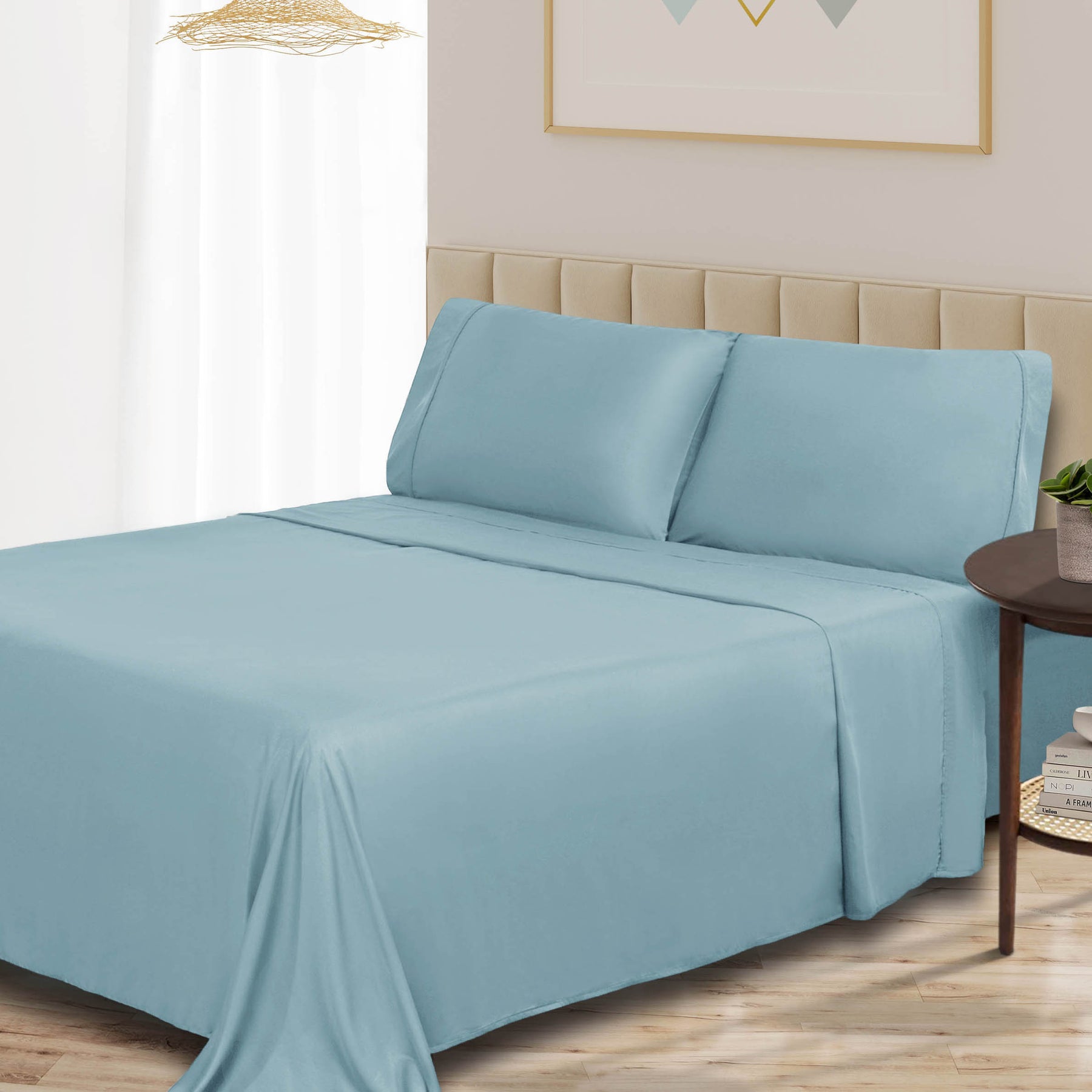 300 Thread Count Rayon From Bamboo Solid Deep Pocket Sheet Set - LightBlue