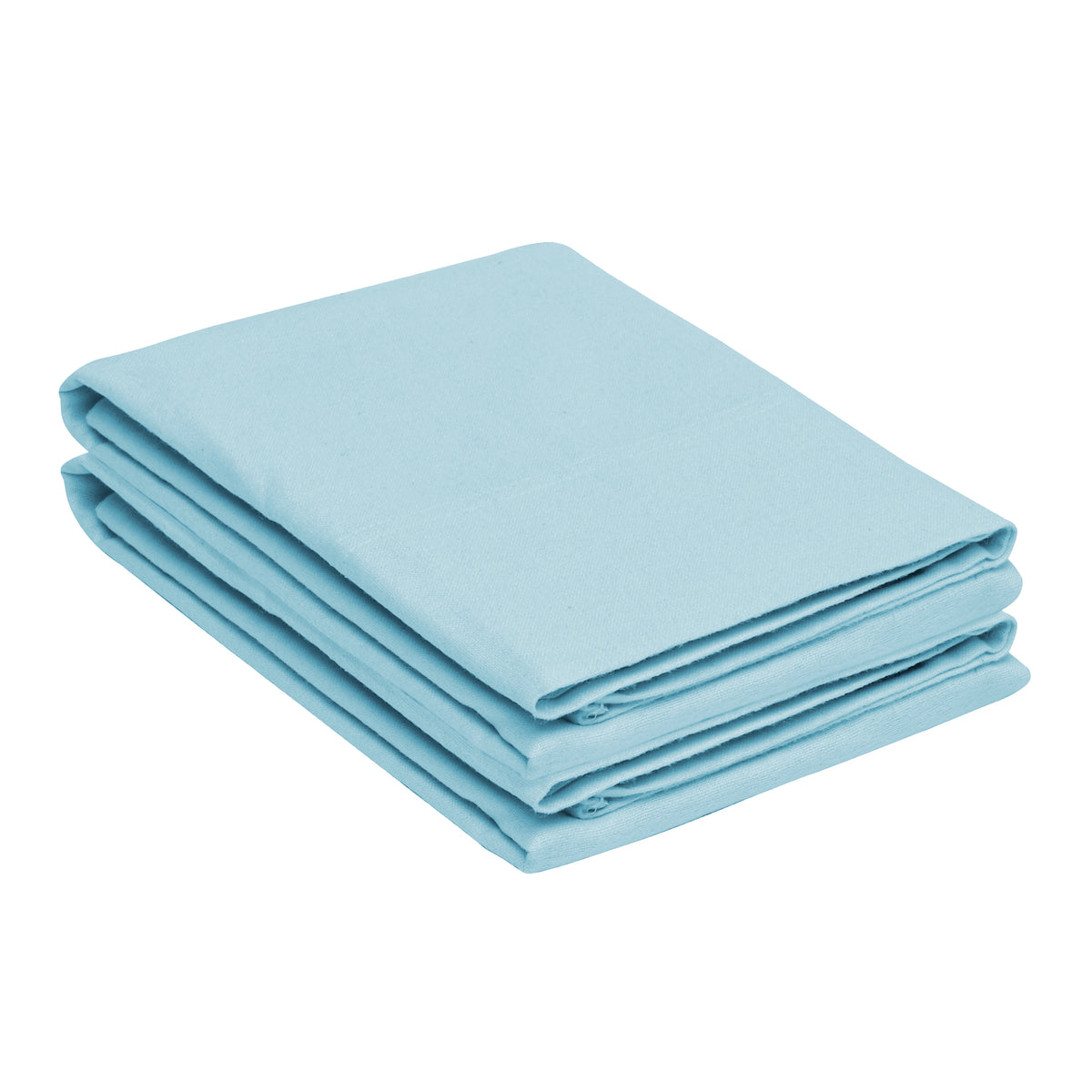 Solid Flannel Cotton Soft Fuzzy Pillowcases, Set of 2 - LightBlue